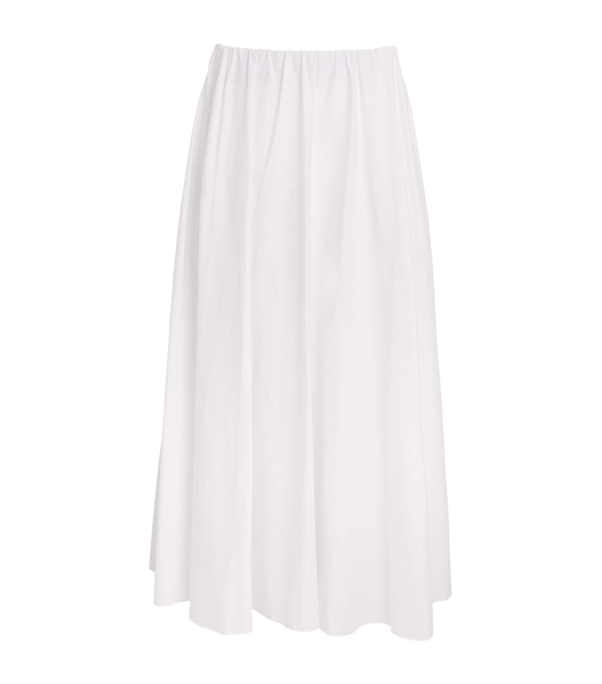 STAUD Stretch-Cotton Milano Maxi Skirt Wht White