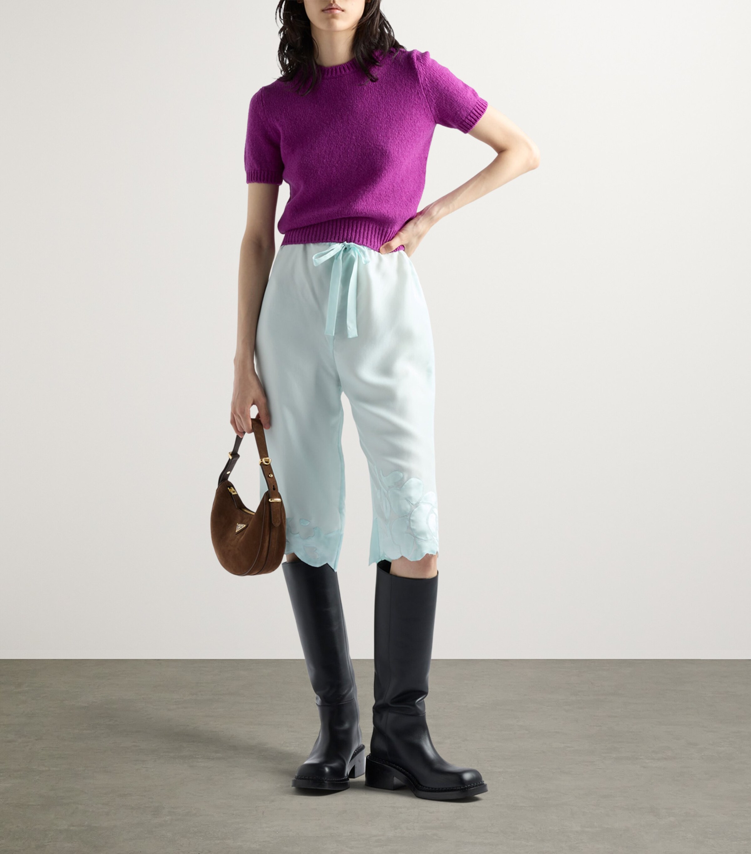 Prada Suede Arqué Shoulder Bag Image 2