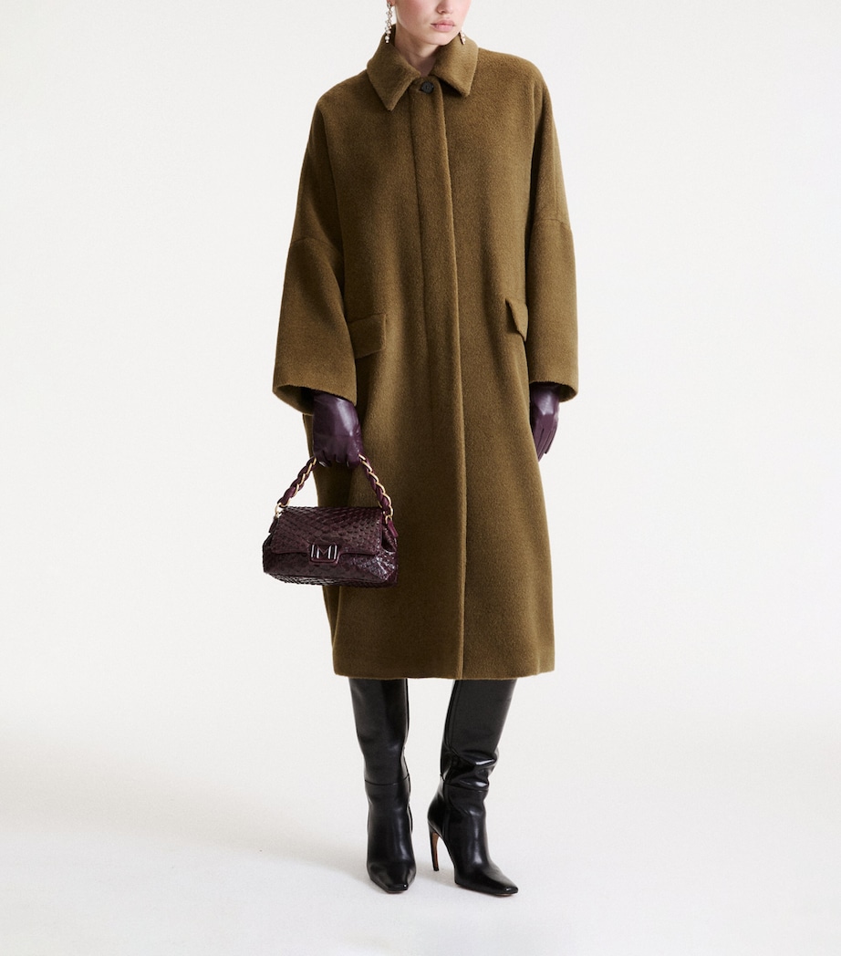Marella Womens Alpaca-Virgin Wool Coat Kaki Image 2