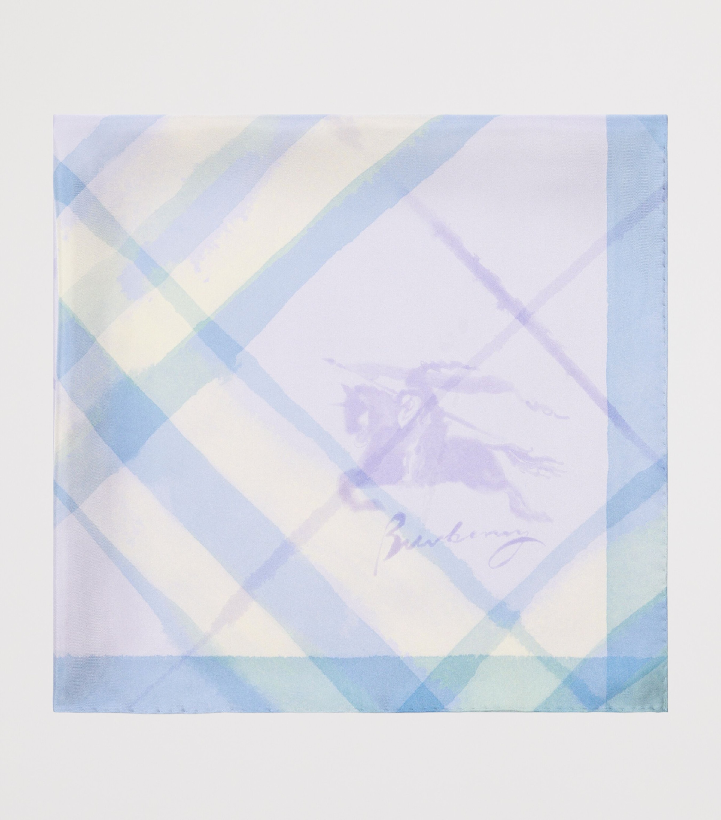 Burberry Silk Watercolour Check Scarf Lilac Purple Image 3