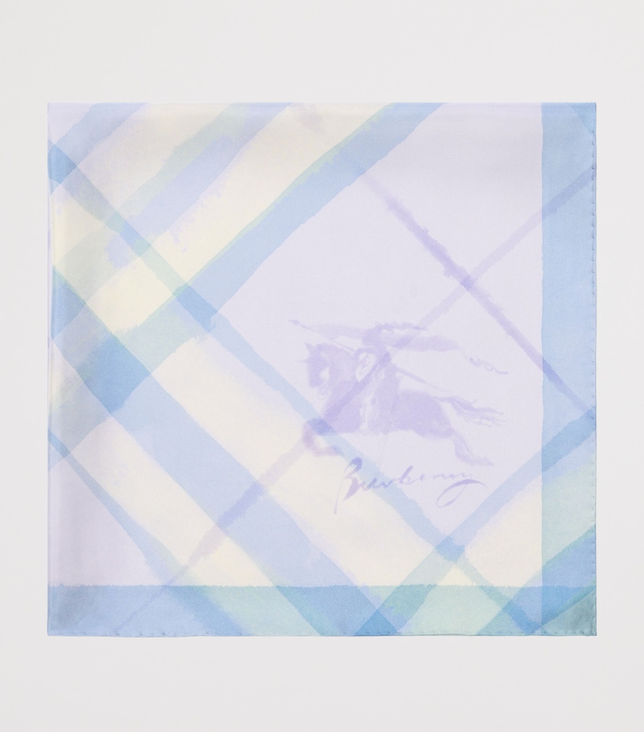 Burberry Silk Watercolour Check Scarf Lilac Purple Image 3