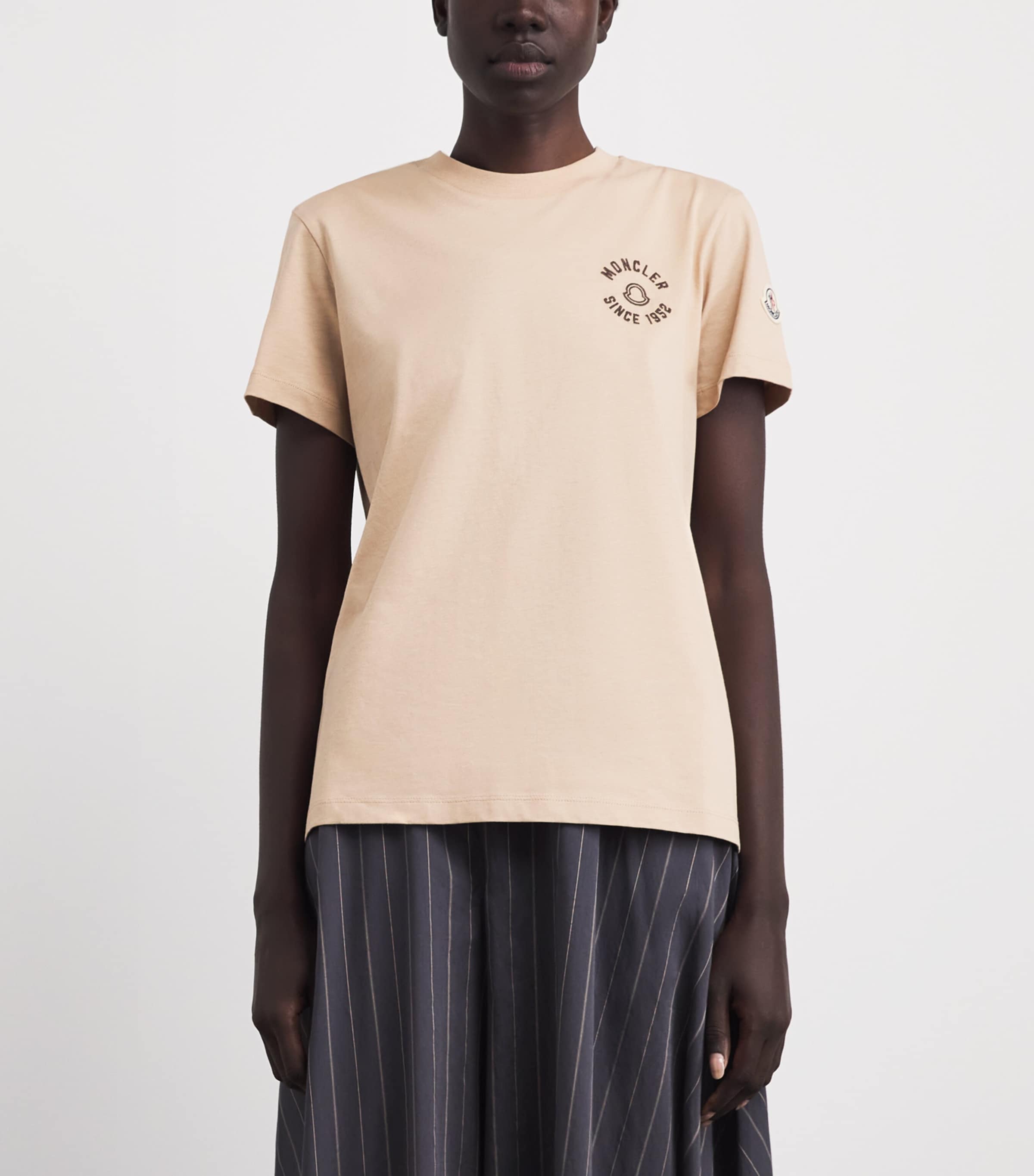 Moncler Womens Cotton Logo Embroidered T-Shirt Image 4