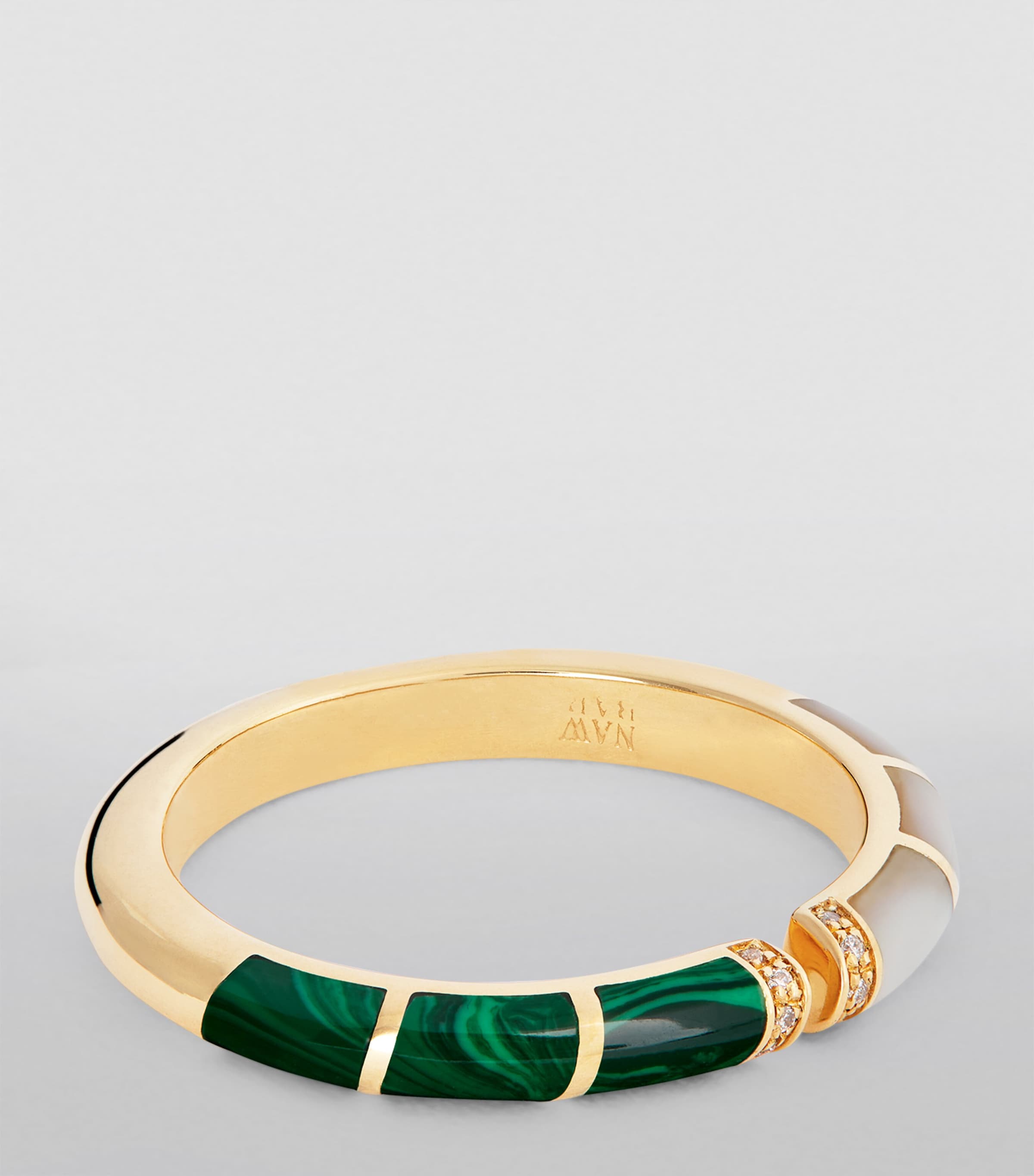 Yellow Gold, Diamond, Malachite and Mother-of-Pearl Psychedeliah Ring YELLOW GOLD Image 3