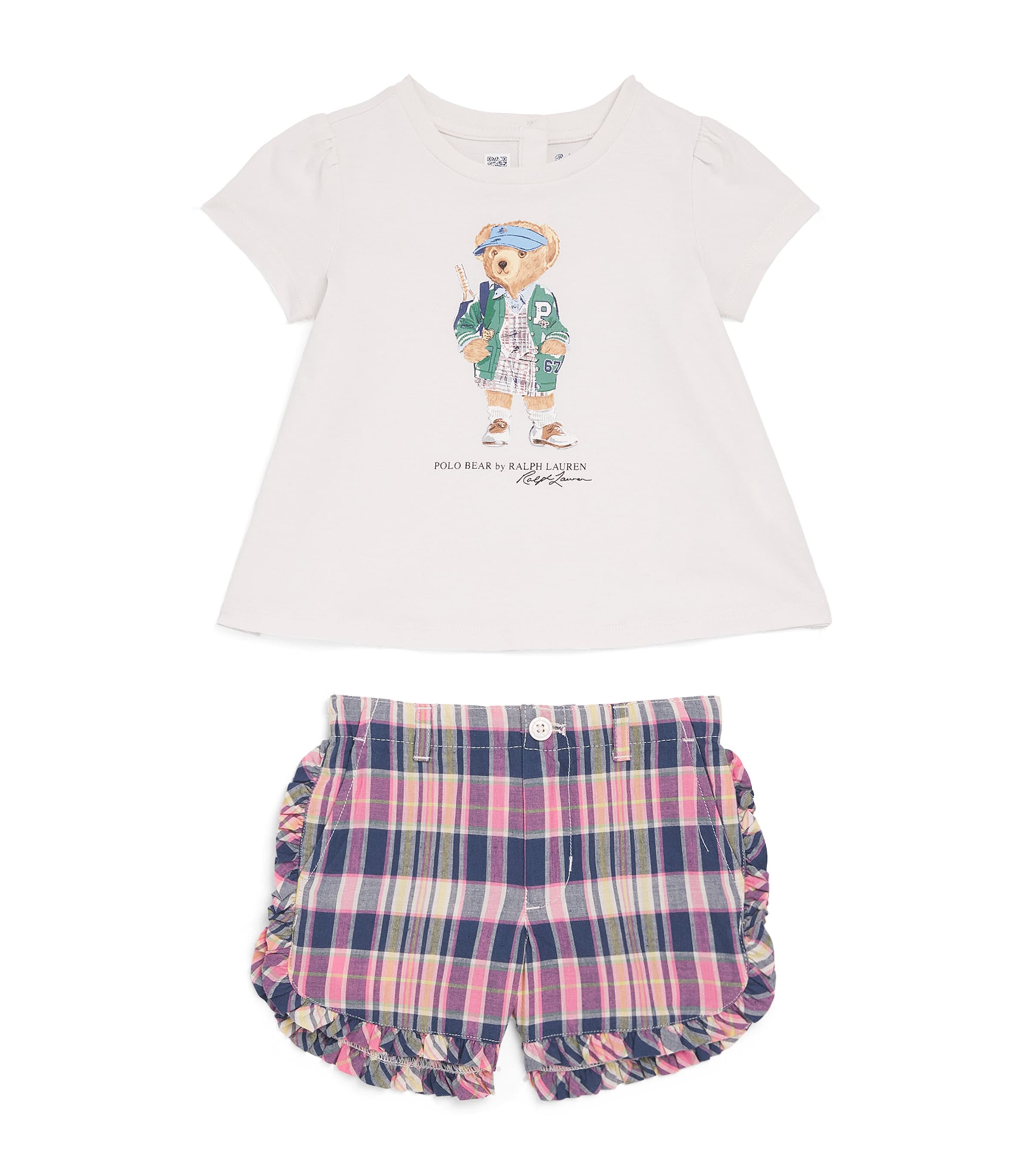 Ralph Lauren Kids Cotton Polo Bear Graphic T-Shirt and Shorts Set (3-12 Months) Nevis Yllw Nvy Image 1