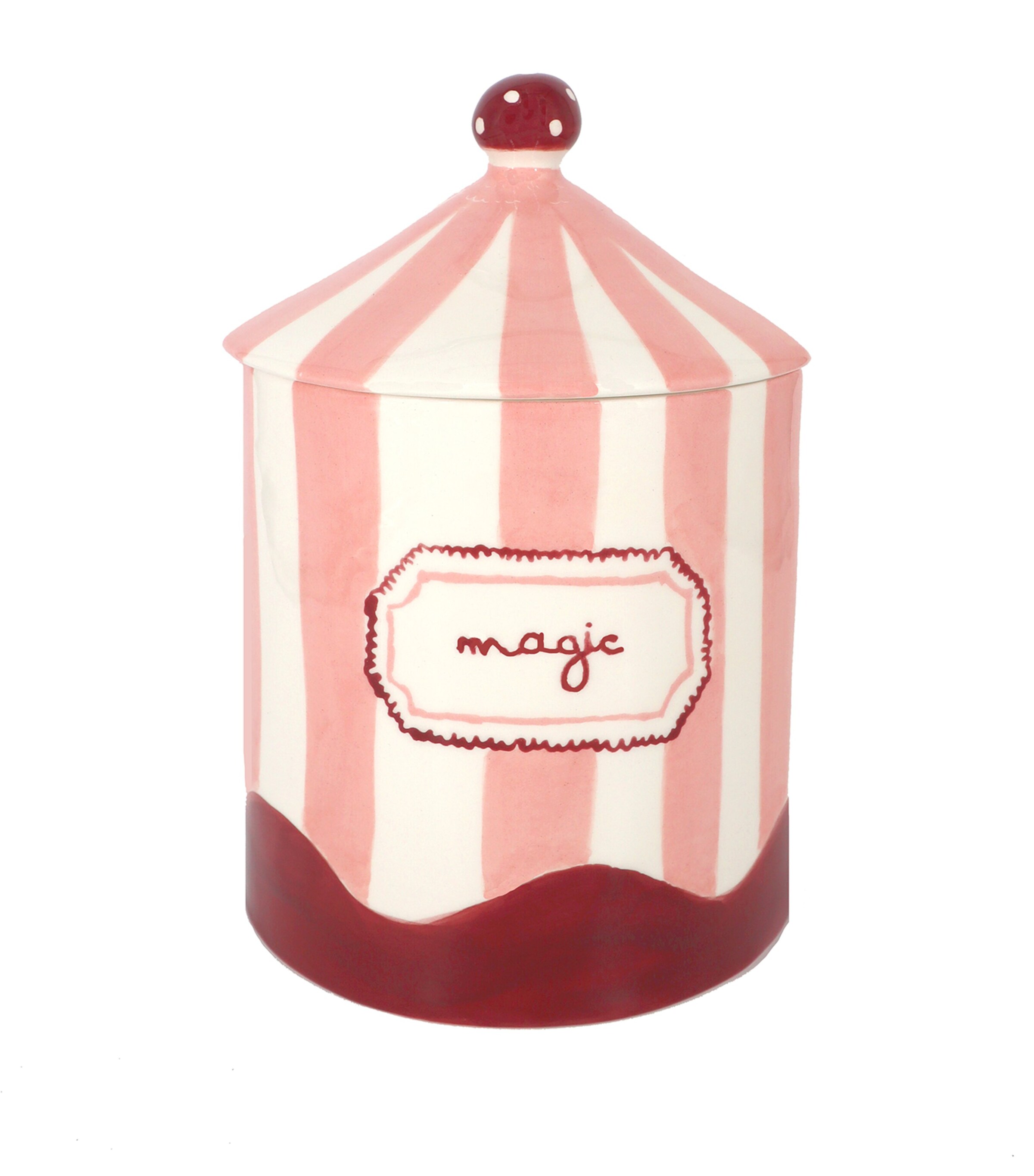 Earthenware Magic Storage Jar (23cm) PINK & BURGUNDY Image 1