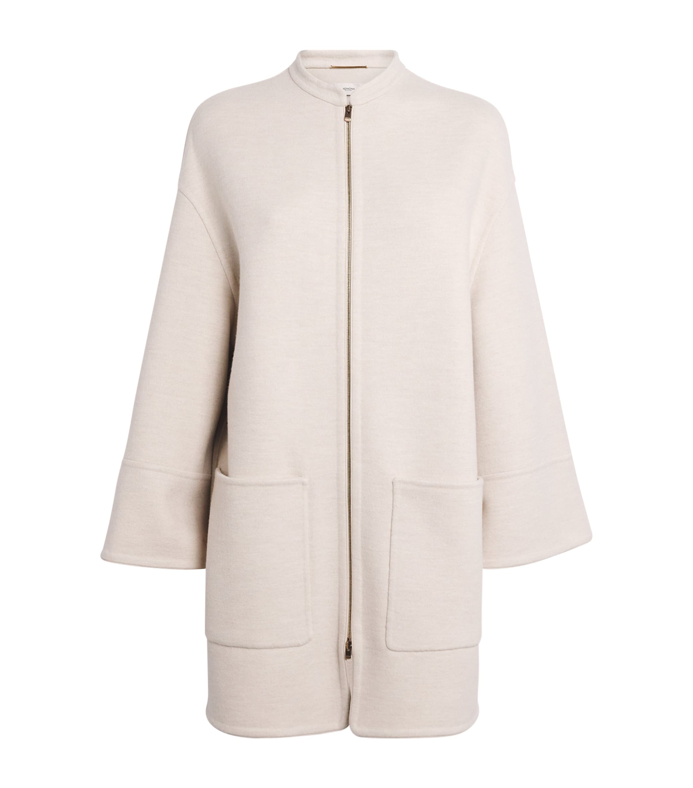 Agnona Cashmere-wool Zip-up Cape In Neutral