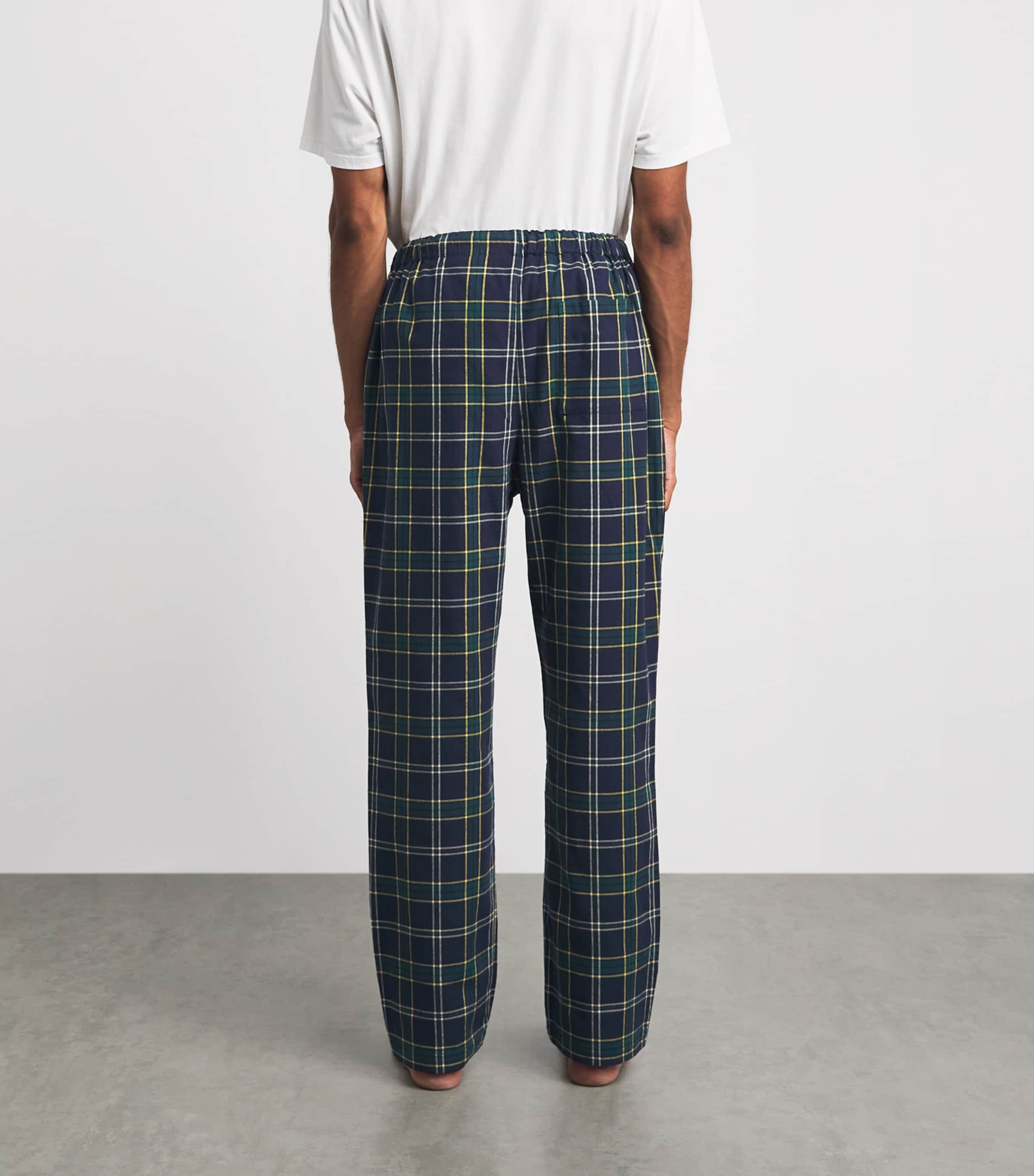 Harrods Mens Cotton Tartan Pyjama Trousers Navy Image 5