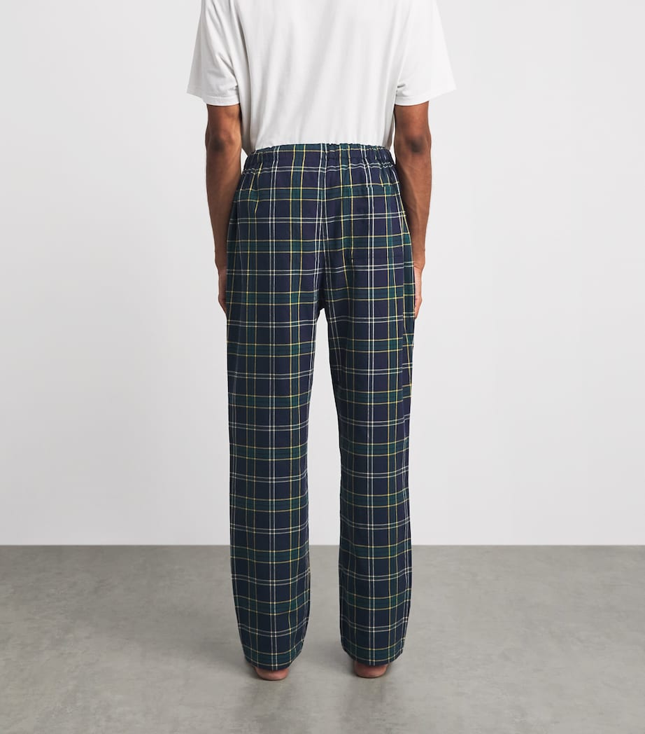 Harrods Mens Cotton Tartan Pyjama Trousers Navy Image 5