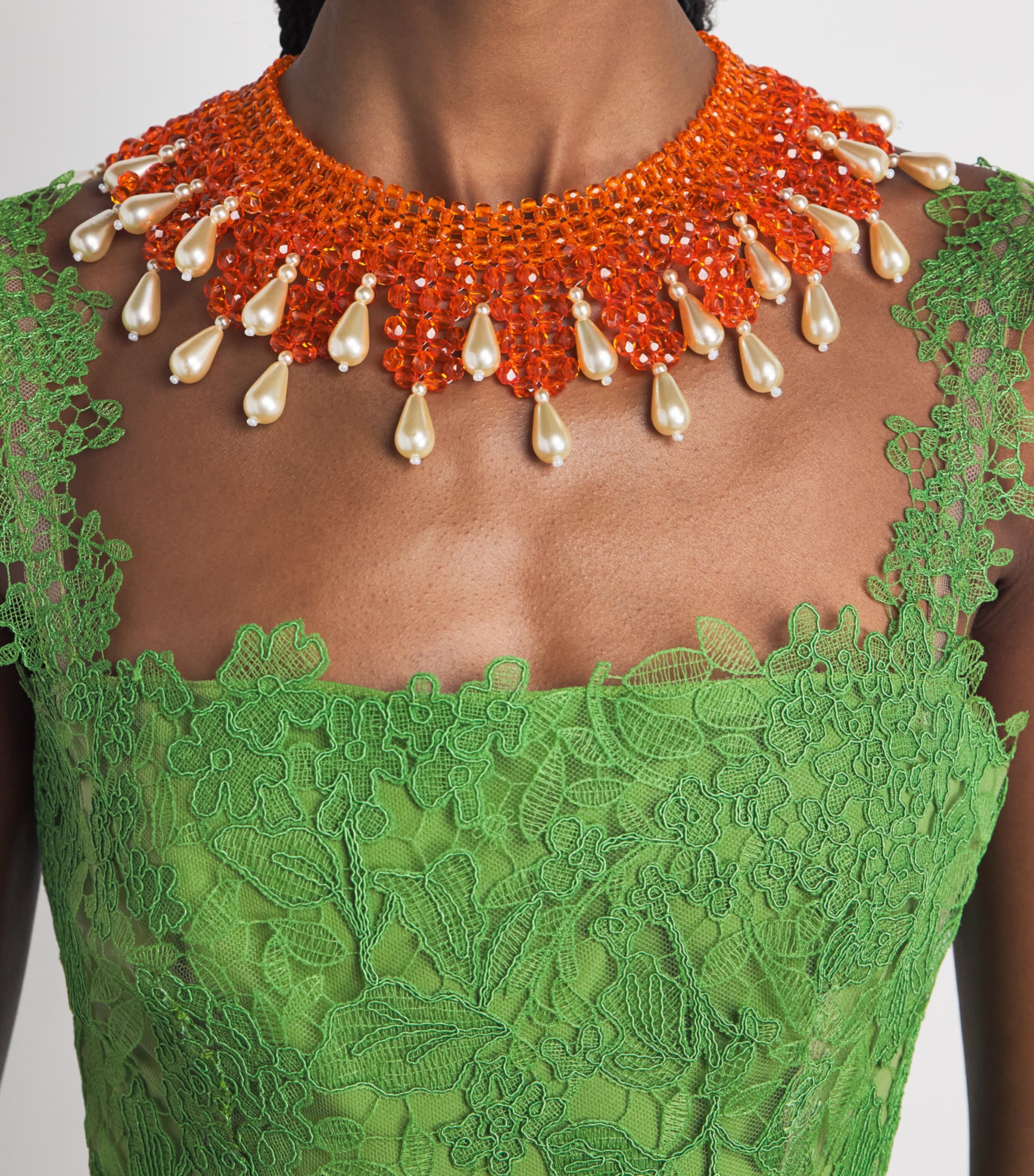Coppola e Toppo Beaded Baroque Necklace Orange/white Image 4