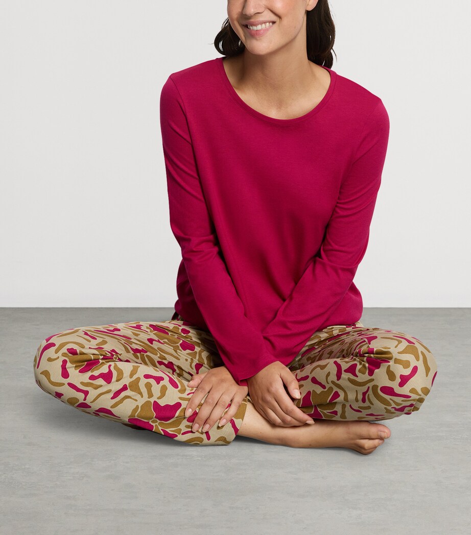 Hanro Womens Cotton-Modal Long-Sleeve T-Shirt Light Sangria Image 4