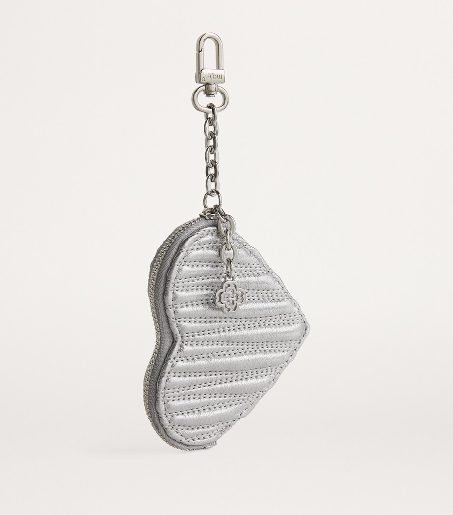 Maje Matelassé Leather Heart Purse Silver Image 2