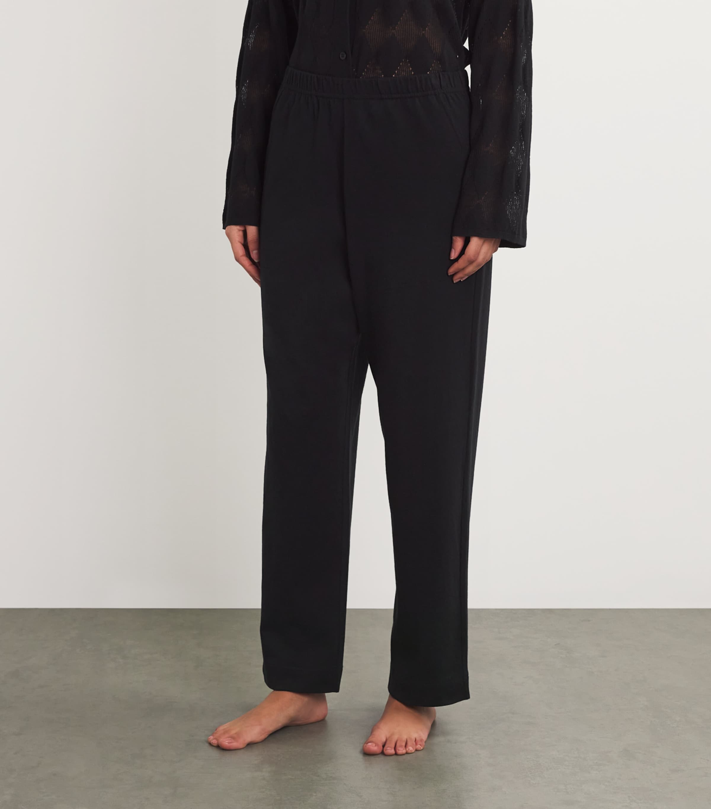 Cotton Straight Trousers BLACK Image 3