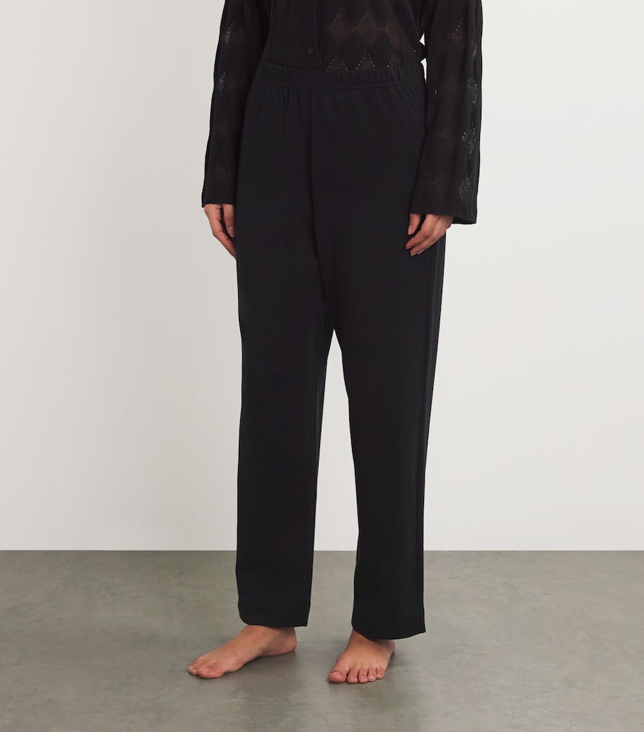 Cotton Straight Trousers BLACK Image 3