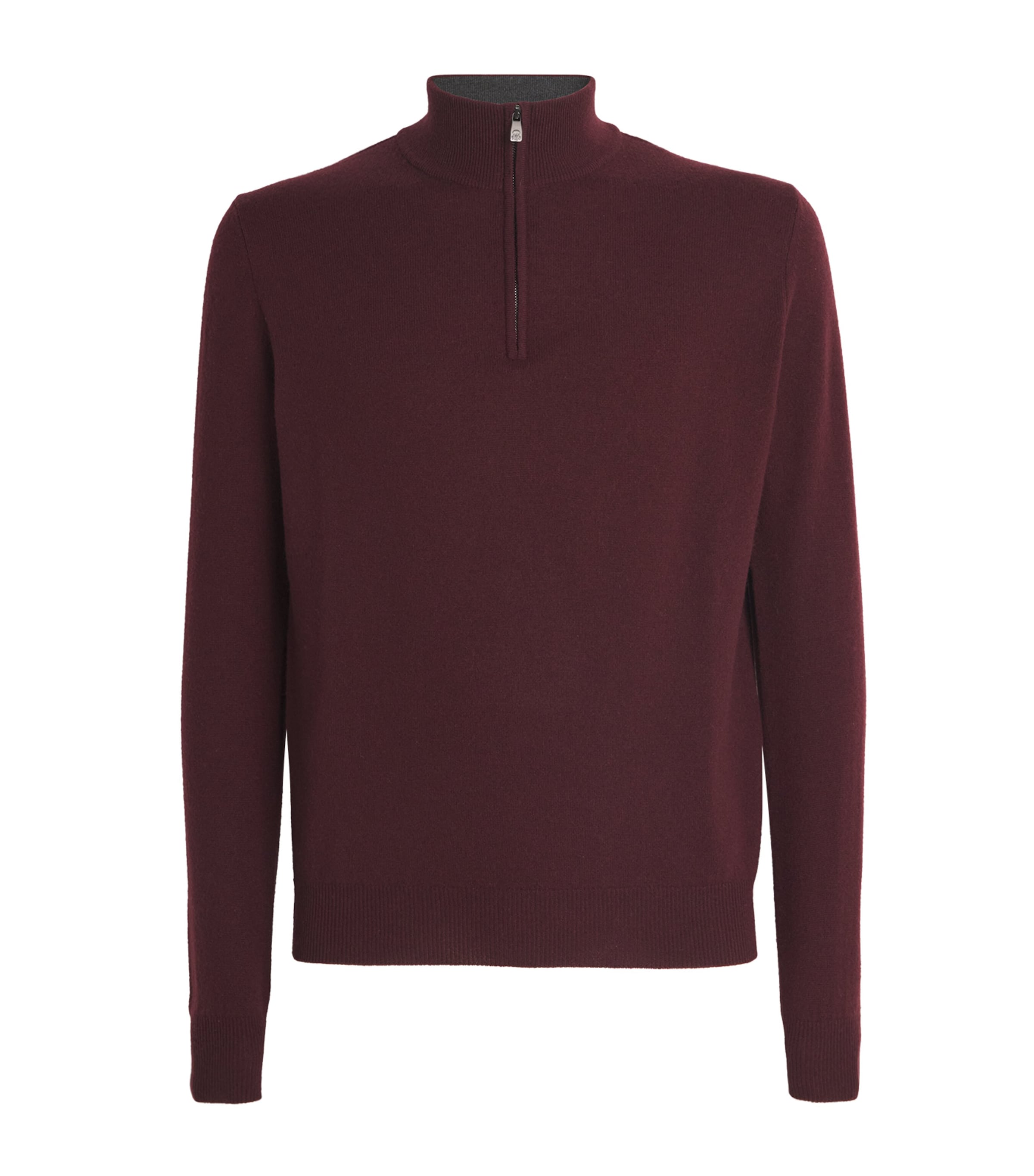 Shop Corneliani Wool-cashmere Zip-up Sweater In Burgundy