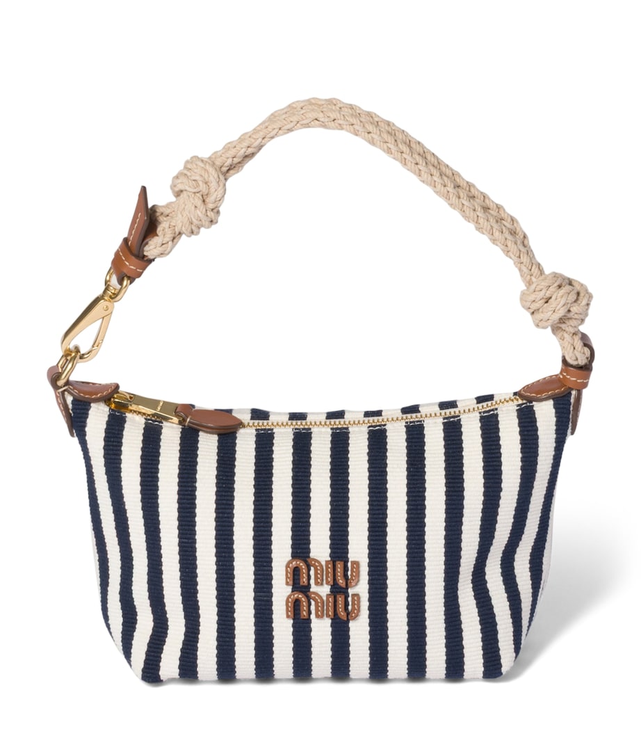 Miu Miu Stripe Logo Pouch Blue Image 1