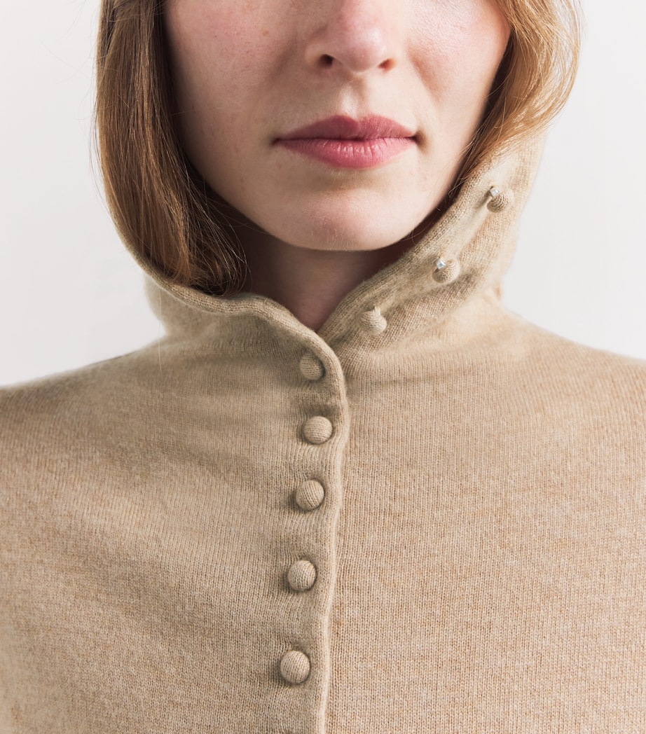 Wool-Cashmere Knitted Hoodie CAMEL Image 6