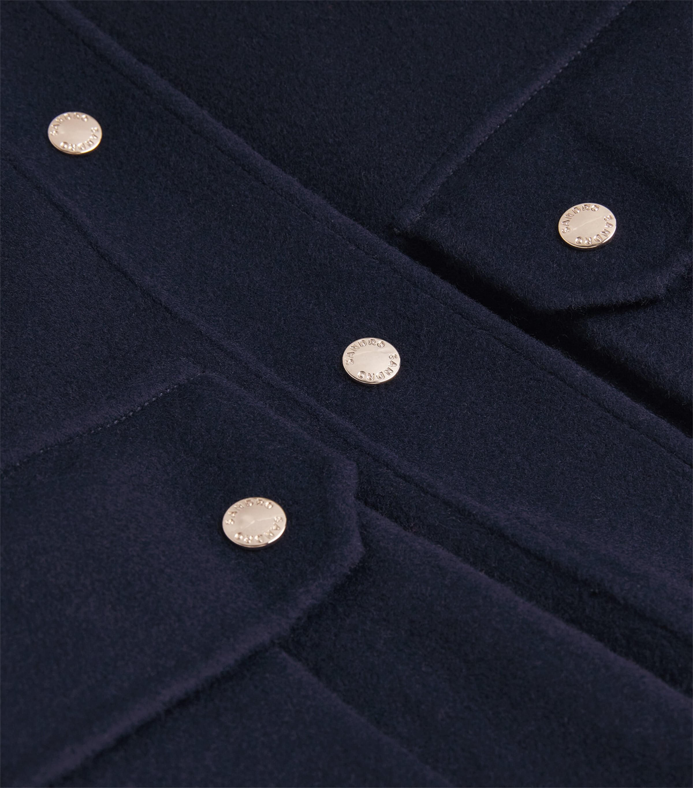 Sandro Paris Womens Wool Cropped Coat Navy Blue Image 6