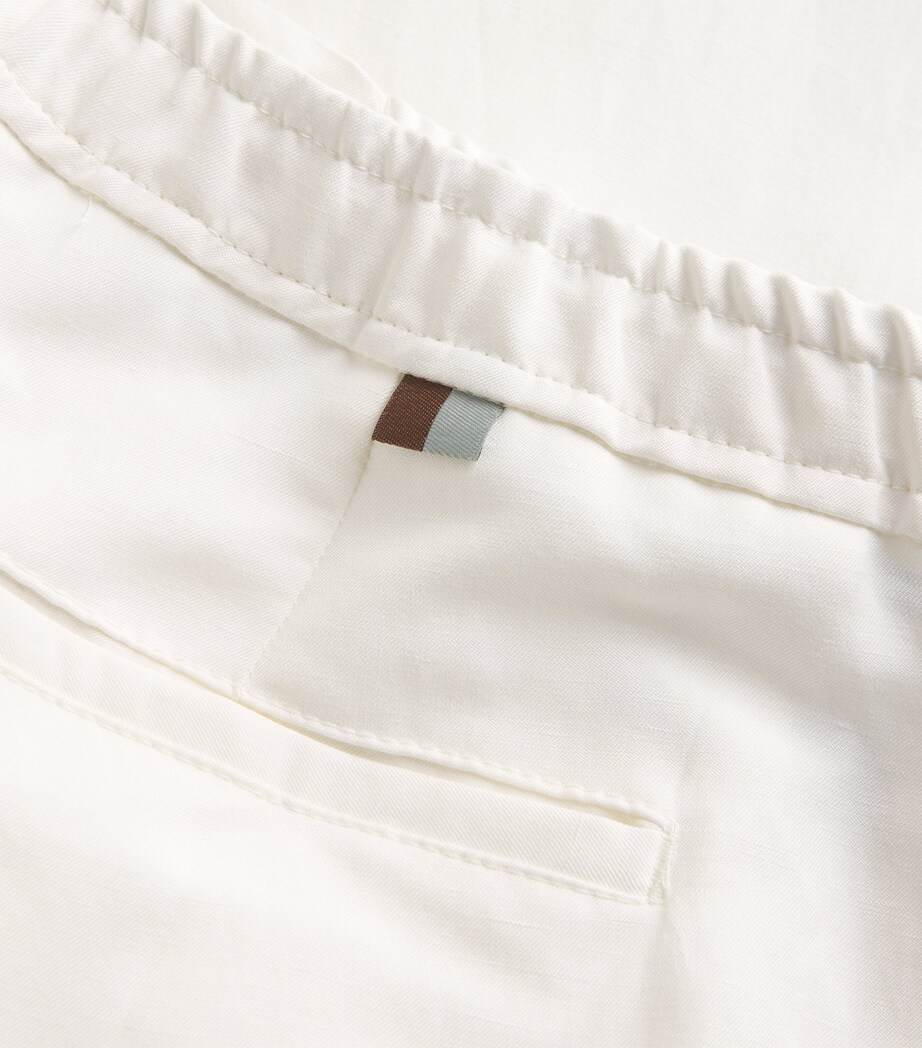 Linen-Silk Drawstring Trousers 1-WHITE Image 5