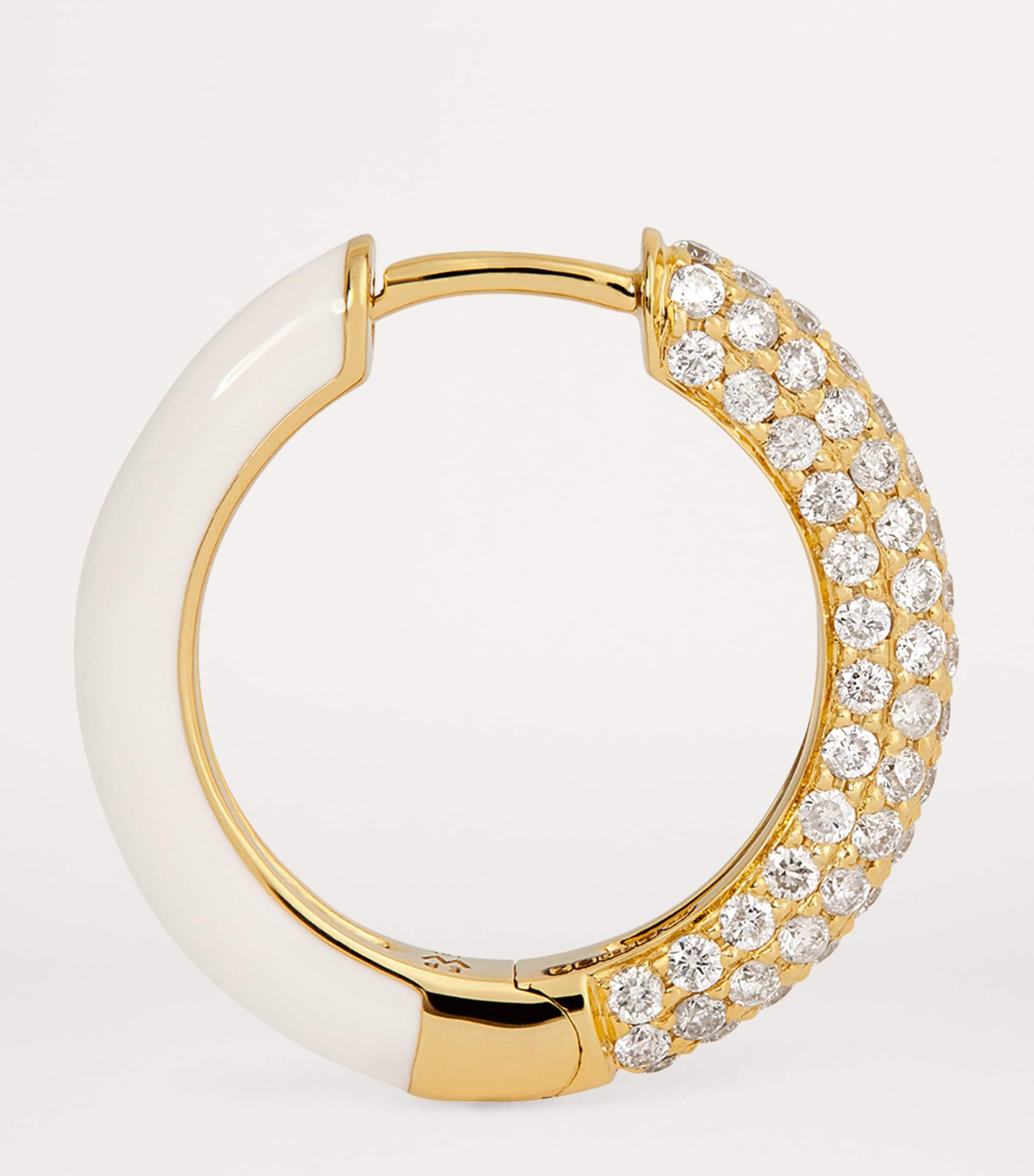 Yellow Gold, Diamond and Enamel Duo Hoop Earrings YELLOW GOLD Image 4