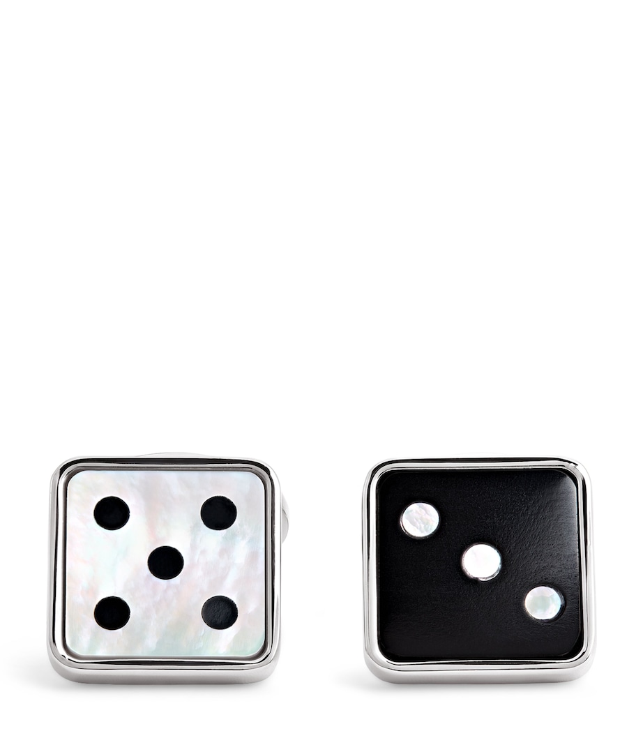 Onyx and Mother-of-Pearl Dice Cufflinks SILVER Image 1