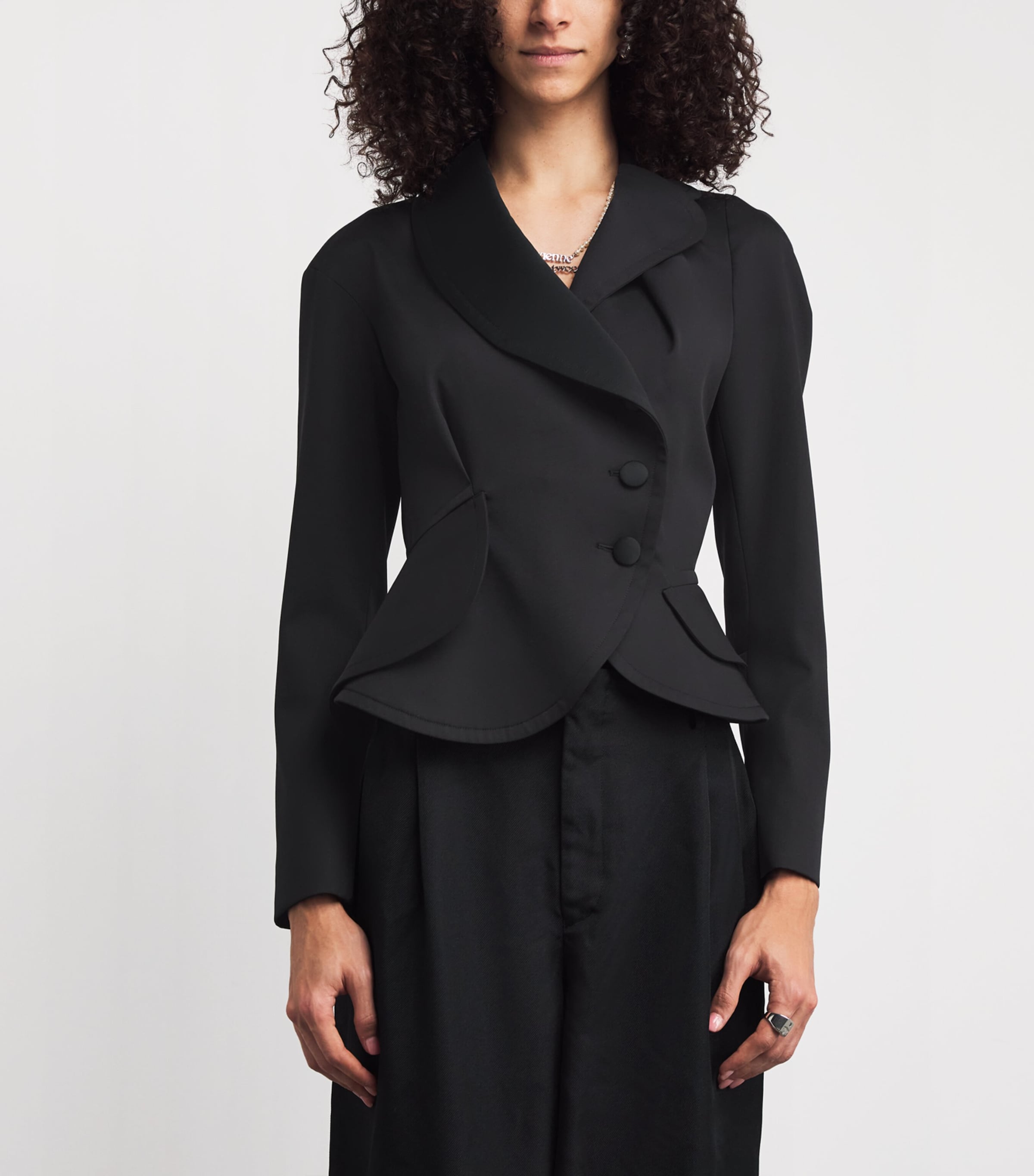 Wool Asymmetric Stormy Jacket BLACK Image 3