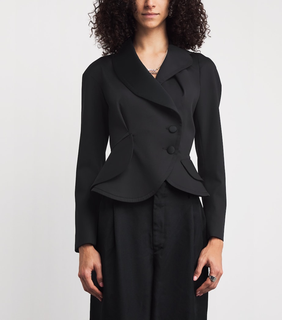 Wool Asymmetric Stormy Jacket BLACK Image 3