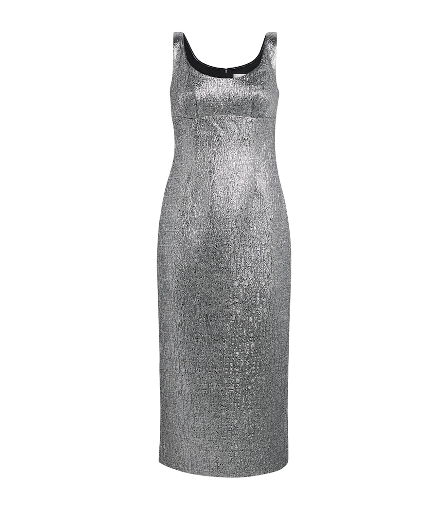 Roland Mouret Womens Metallic Jacquard Midi Dress Silver Image 1
