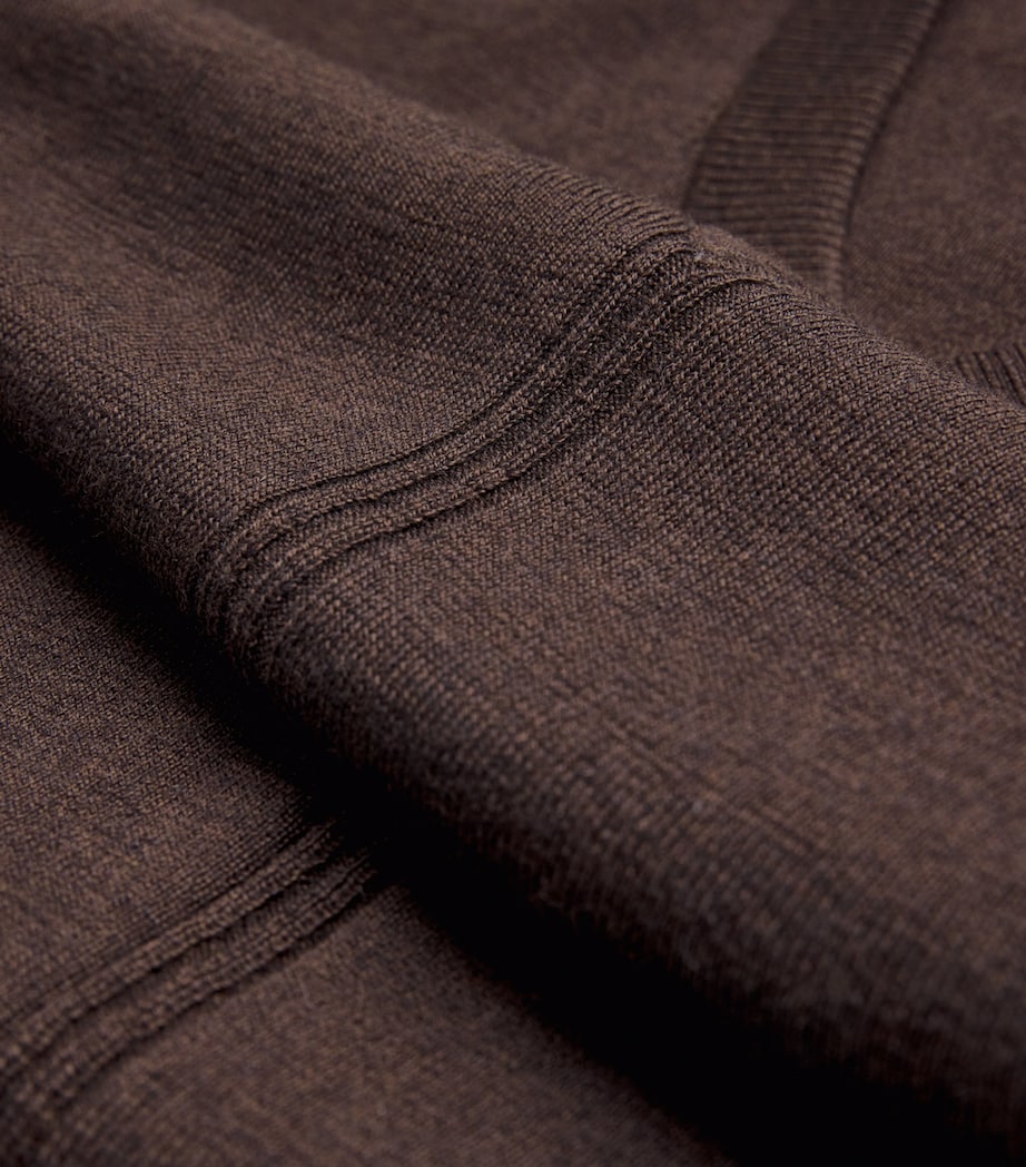 Merino Wool-Blend V-Neck Sweater DARK CACAO BR397 Image 4