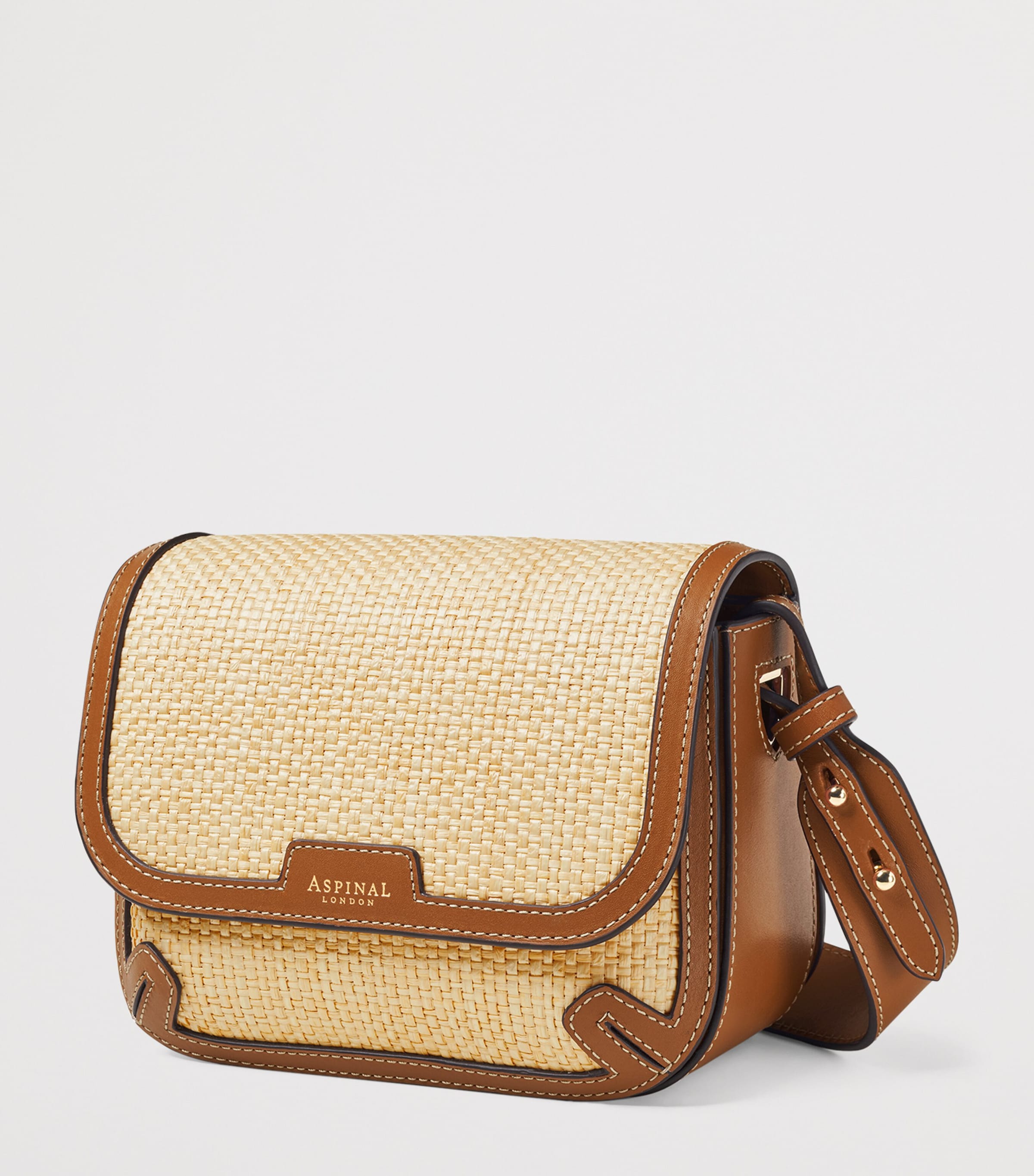 Leather Raffia-Front Ella Cross-Body Bag NEUTRAL Image 2