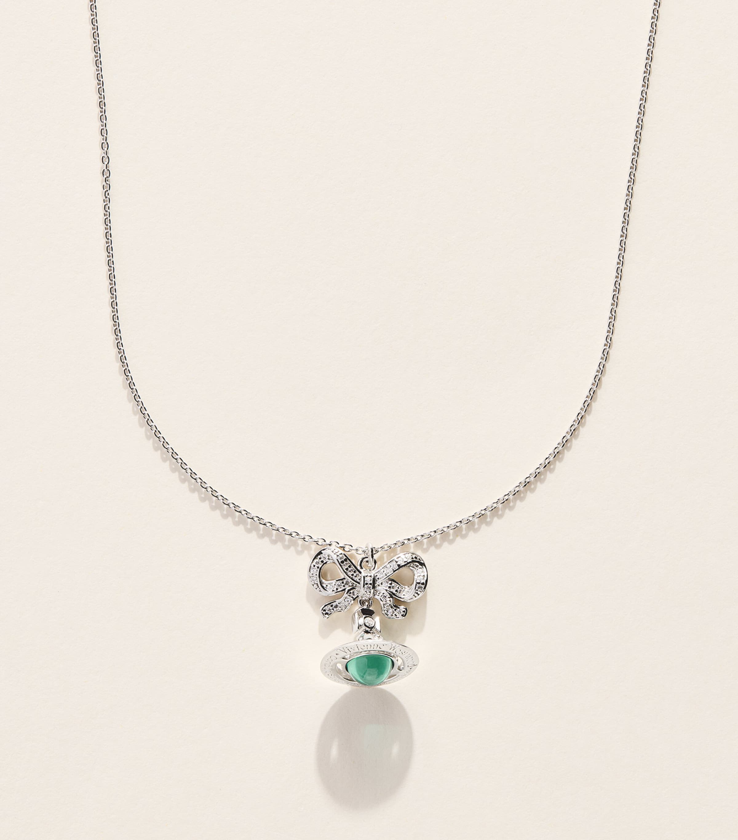 Vivienne Westwood Octavie Pendant Necklace Platinum/whit,tqs Cz Image 1