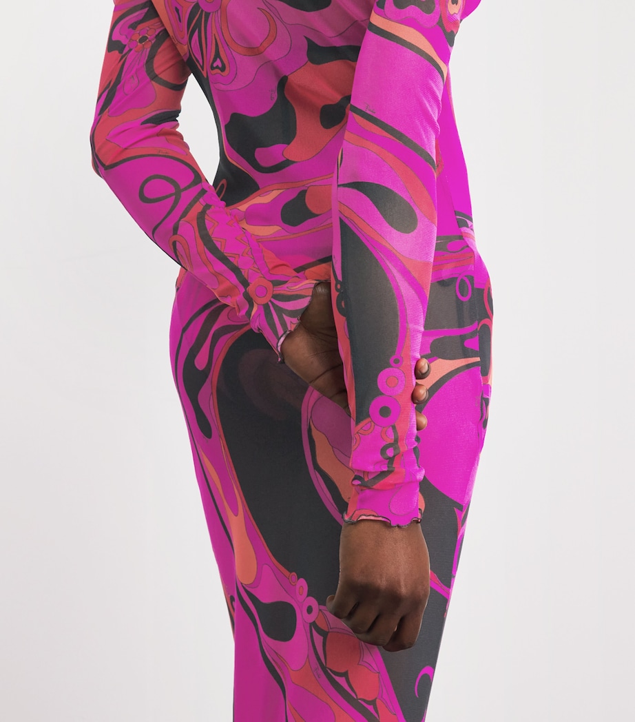 PUCCI Womens Mesh Orchidee Maxi Dress Fuchsia Image 3