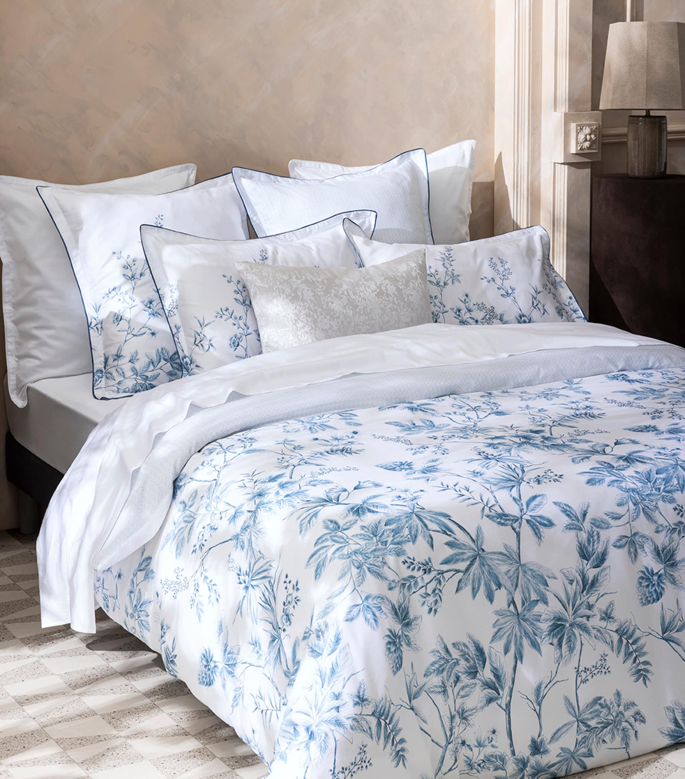 Alexandre Turpault Organic Cotton Amboise Super King Duvet Cover (260cm x 220cm) Medium Blue Image 3