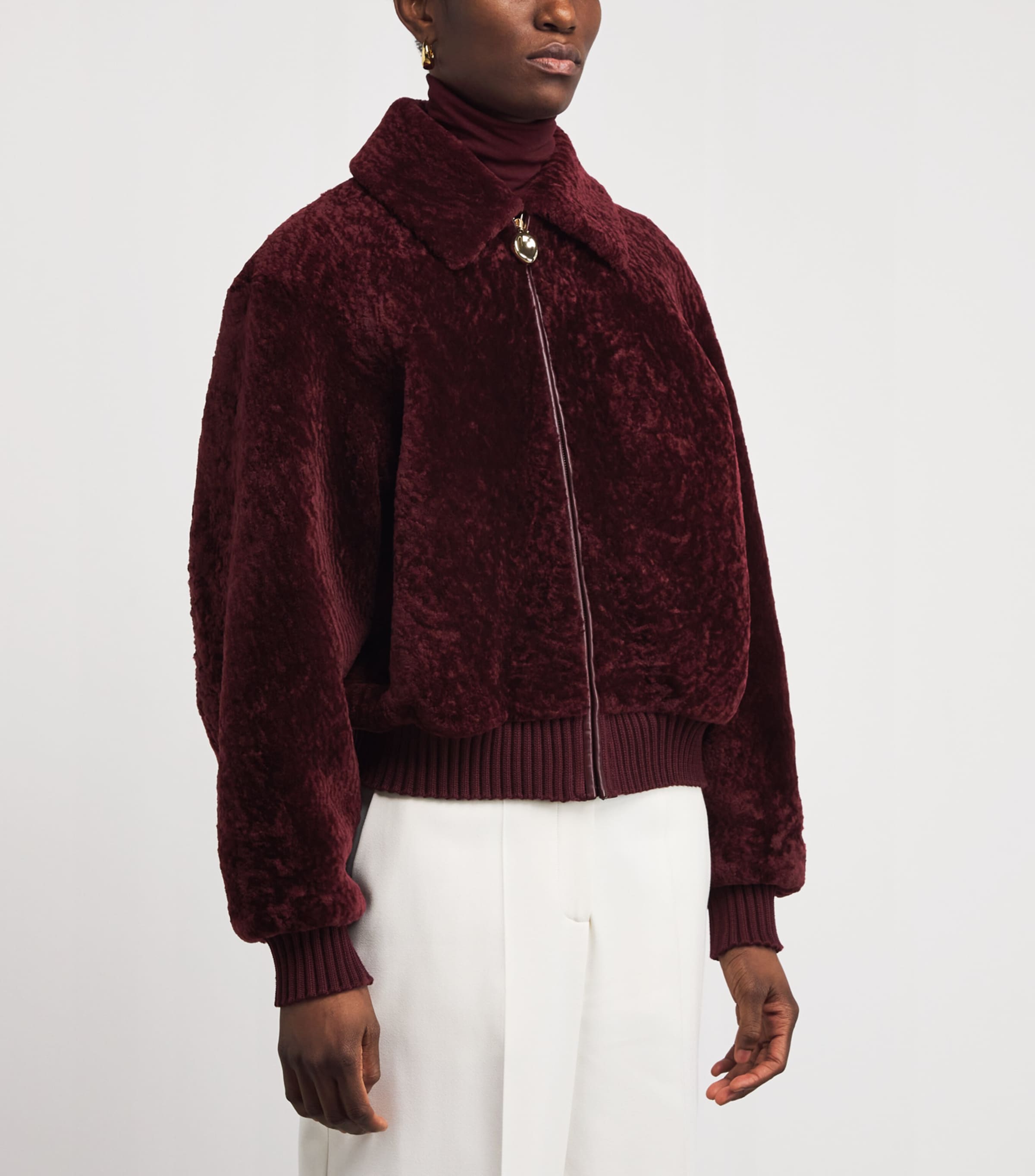 Shearling Alpes Bomber Jacket CHERRY Image 3