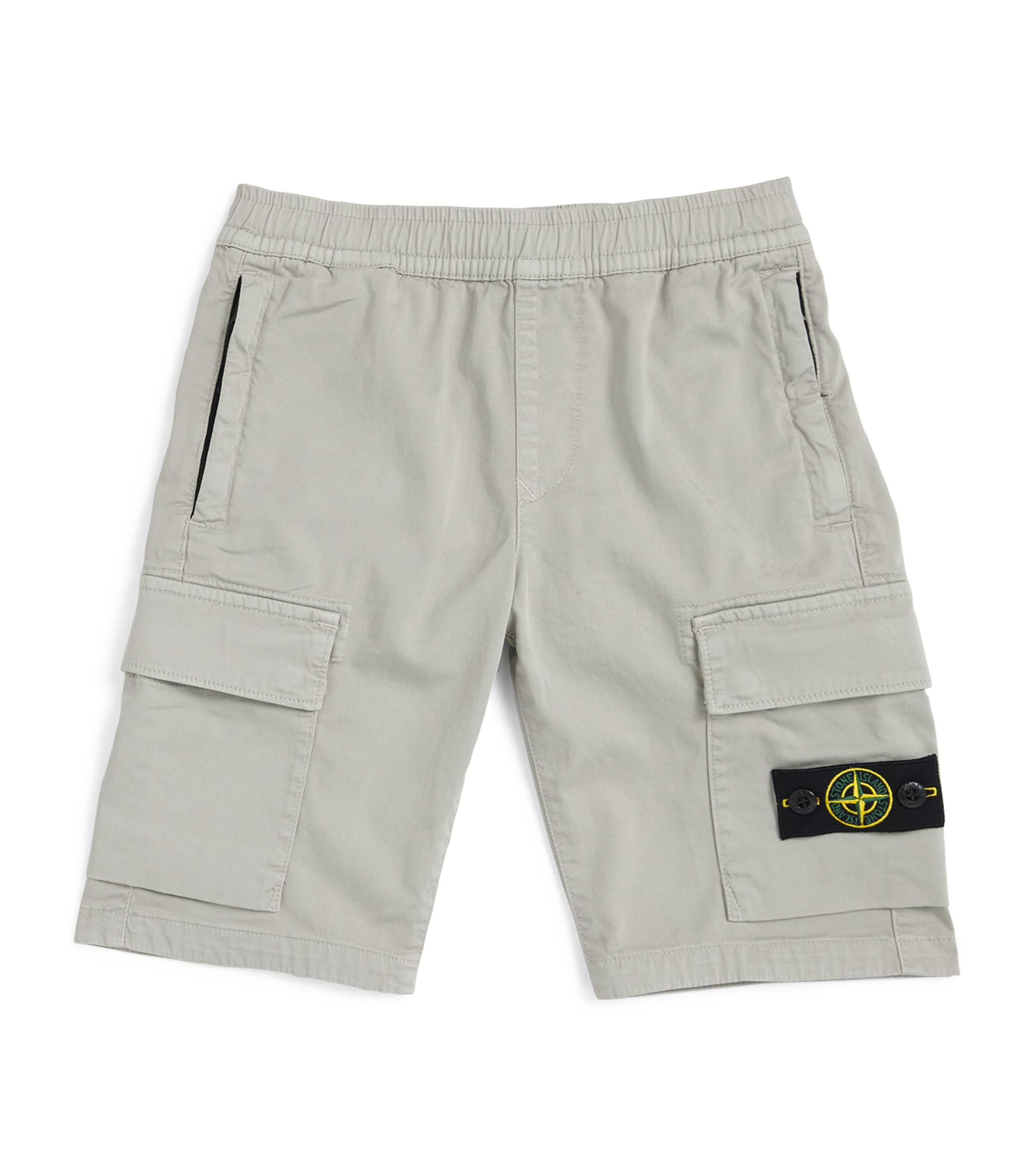 Stone Island Junior Stretch-Cotton Logo Cargo Shorts (4-14 Years) Grey Image 1