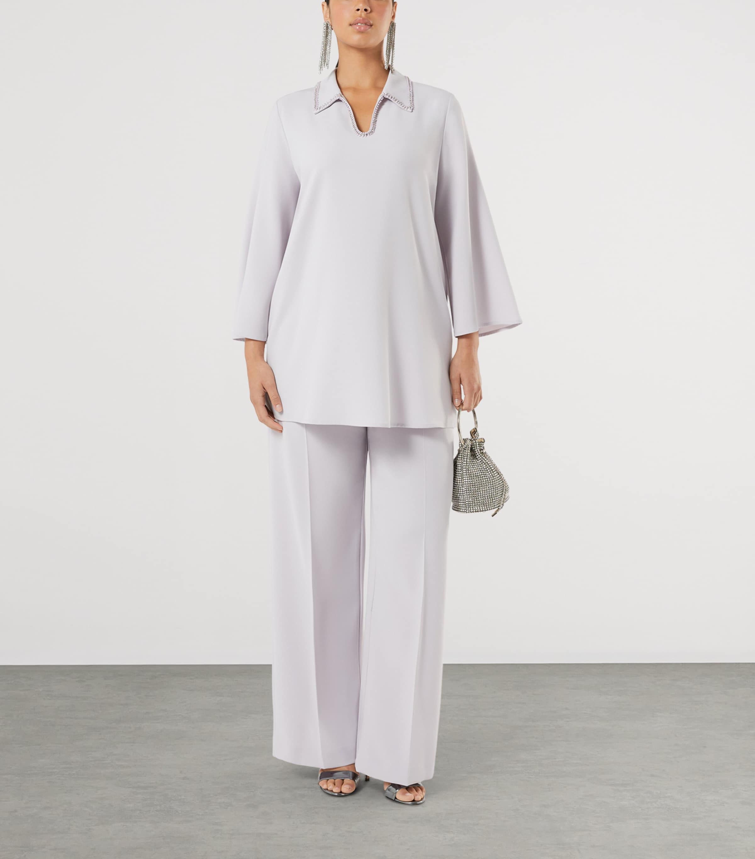 Marina Rinaldi Womens Rhinestone-Trim Blouse Lavender Image 4