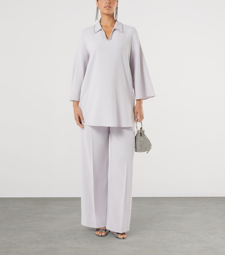 Marina Rinaldi Womens Rhinestone-Trim Blouse Lavender Image 4
