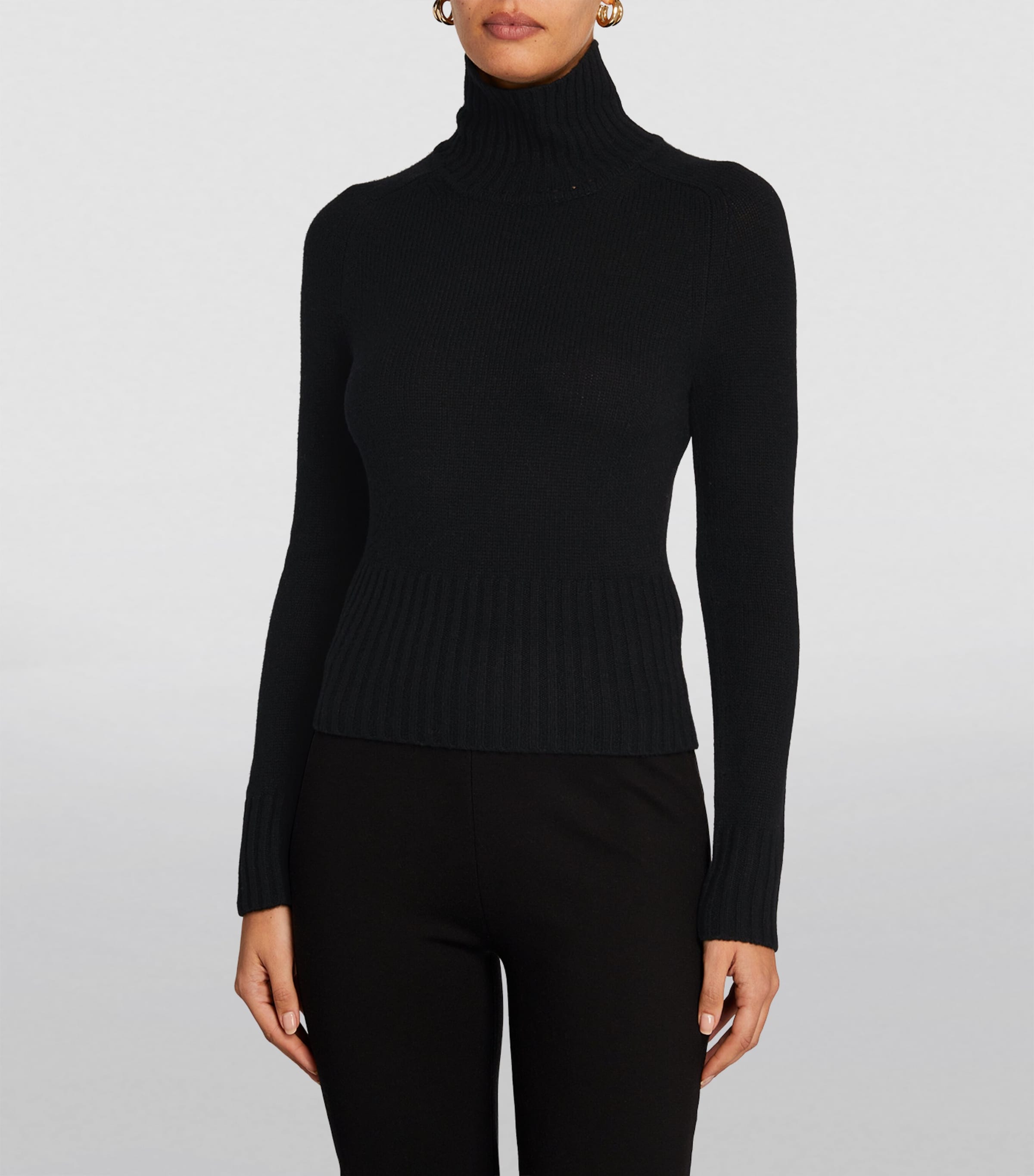 Open Cashmere High-Neck Sweater BLACK Image 3