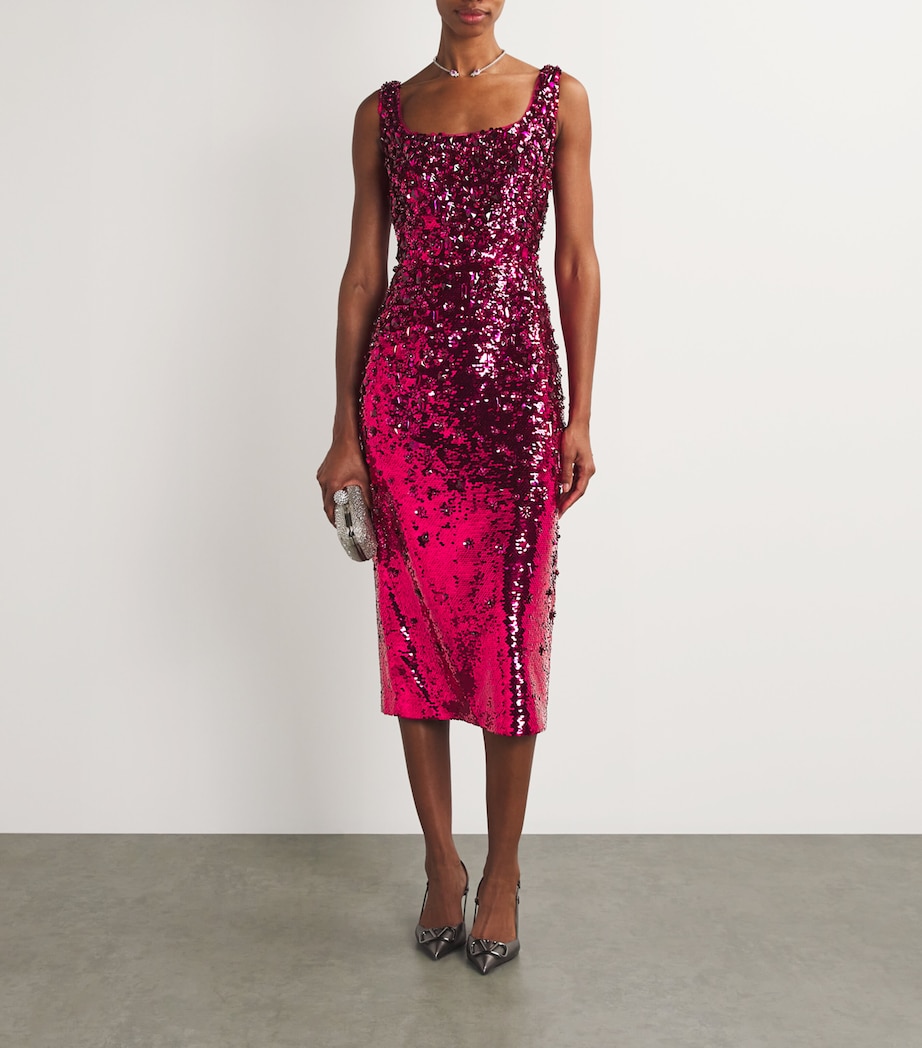 Carolina Herrera Womens Embellished Midi Dress Berry Image 2