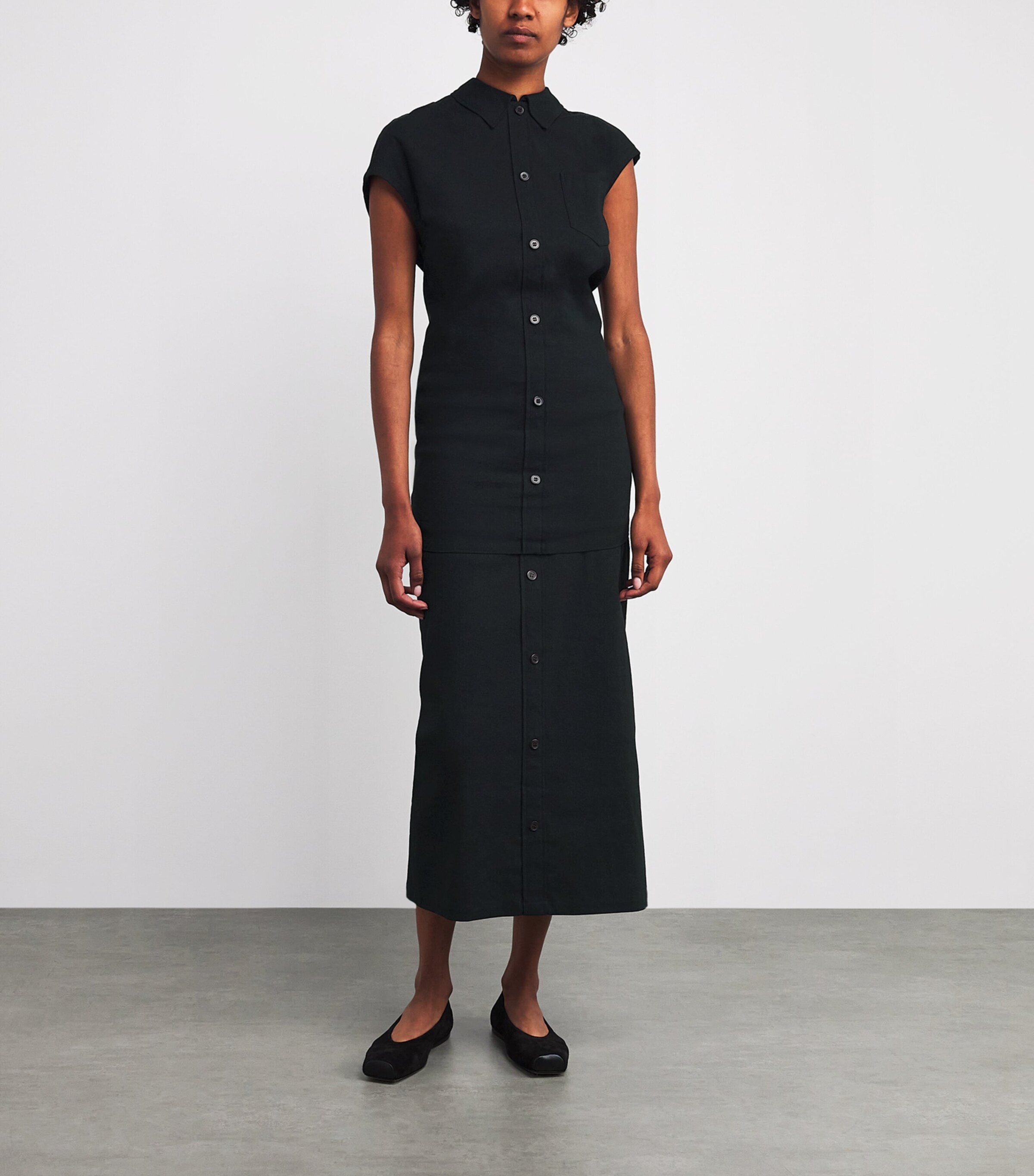 Issey Miyake Womens Like Torso Like Shirt Maxi Skirt Black Image 2