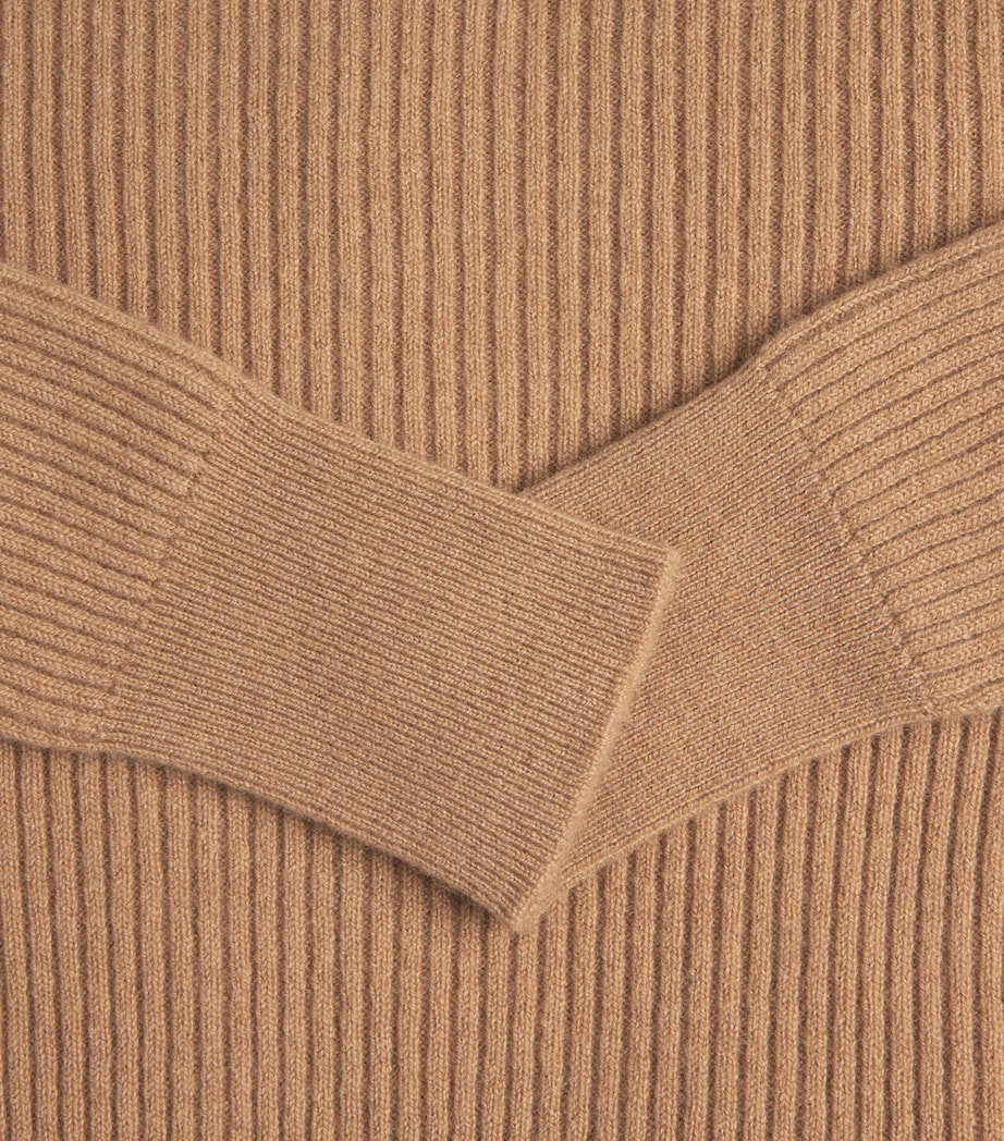 Johnstons Of Elgin Womens Cashmere Ribbed Sweater Camel Image 6