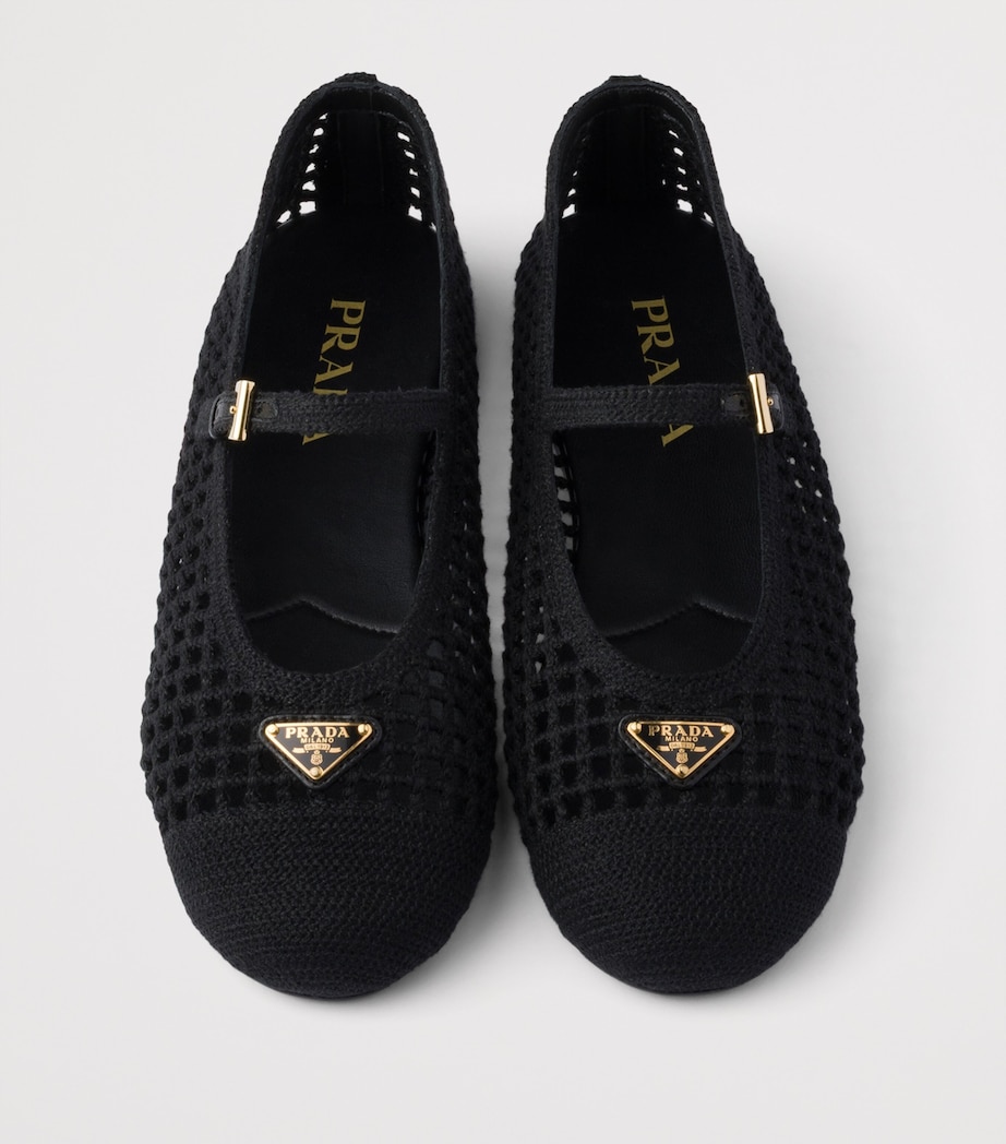 Prada Crochet Ballet Flats Black Image 3