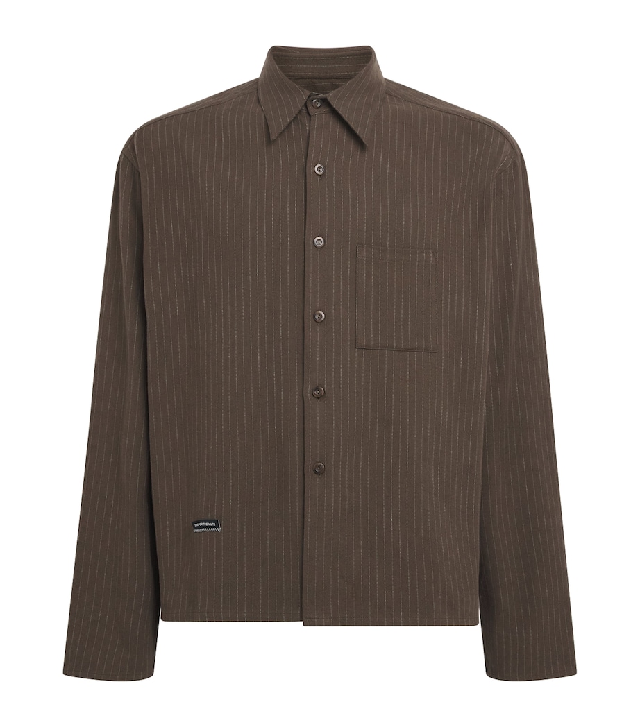Song For The Mute Mens Stripe School Shirt Khaki Image 1