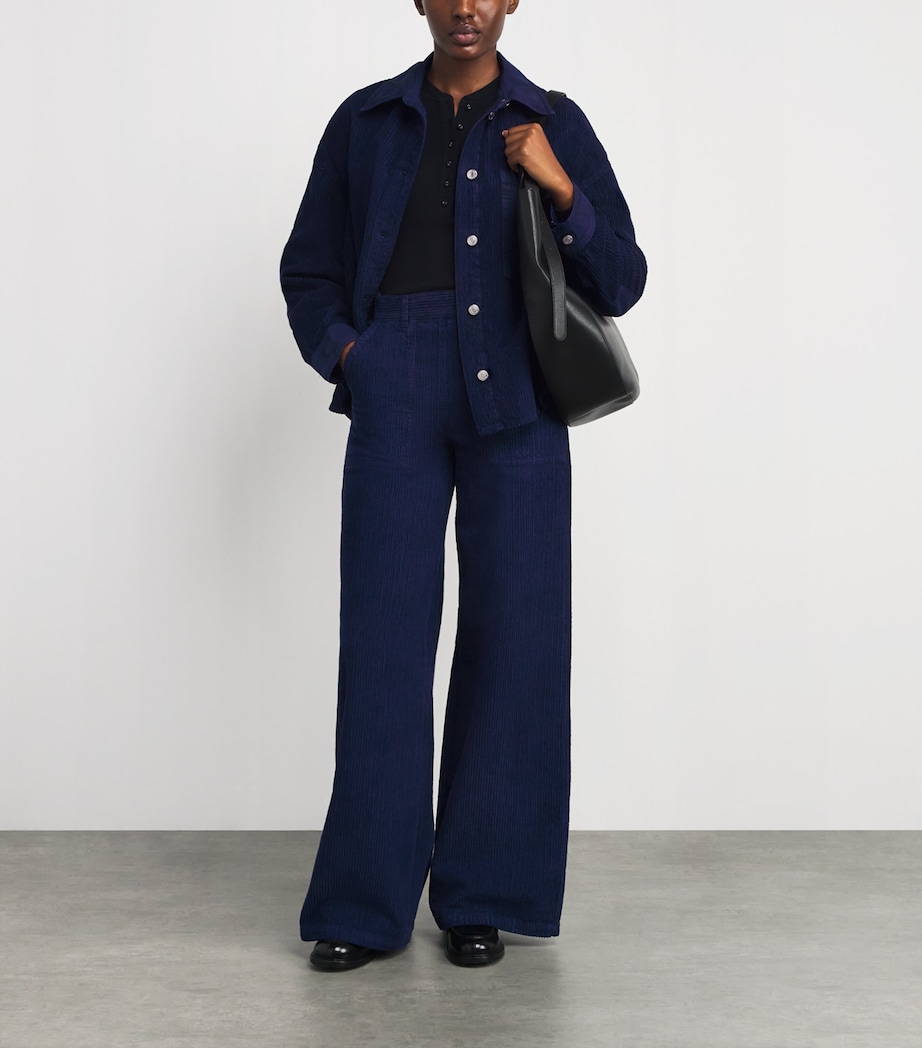 Corduroy Wide-Leg Trousers CHINA BLUE Image 2