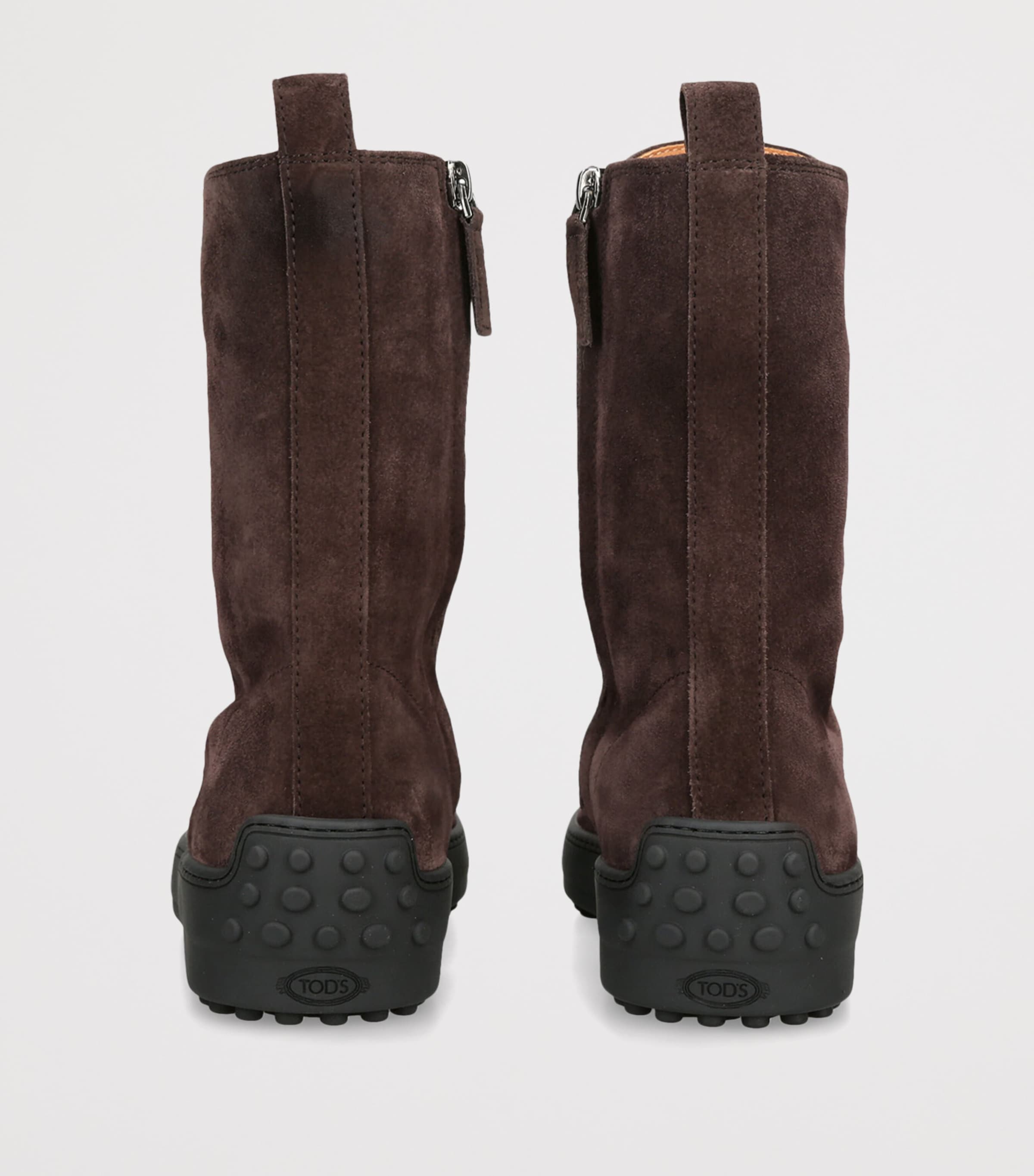 Tod's Suede Winter Gommino Lace-Up Ankle Boots Dark Brown Image 4