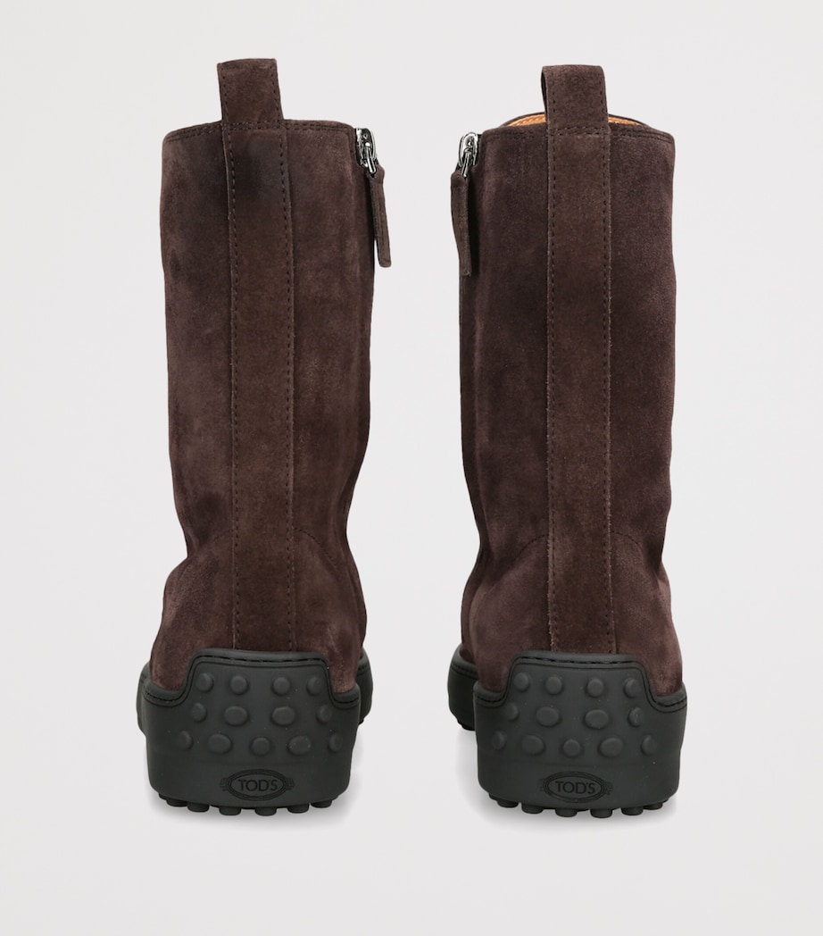 Tod's Suede Winter Gommino Lace-Up Ankle Boots Dark Brown Image 4