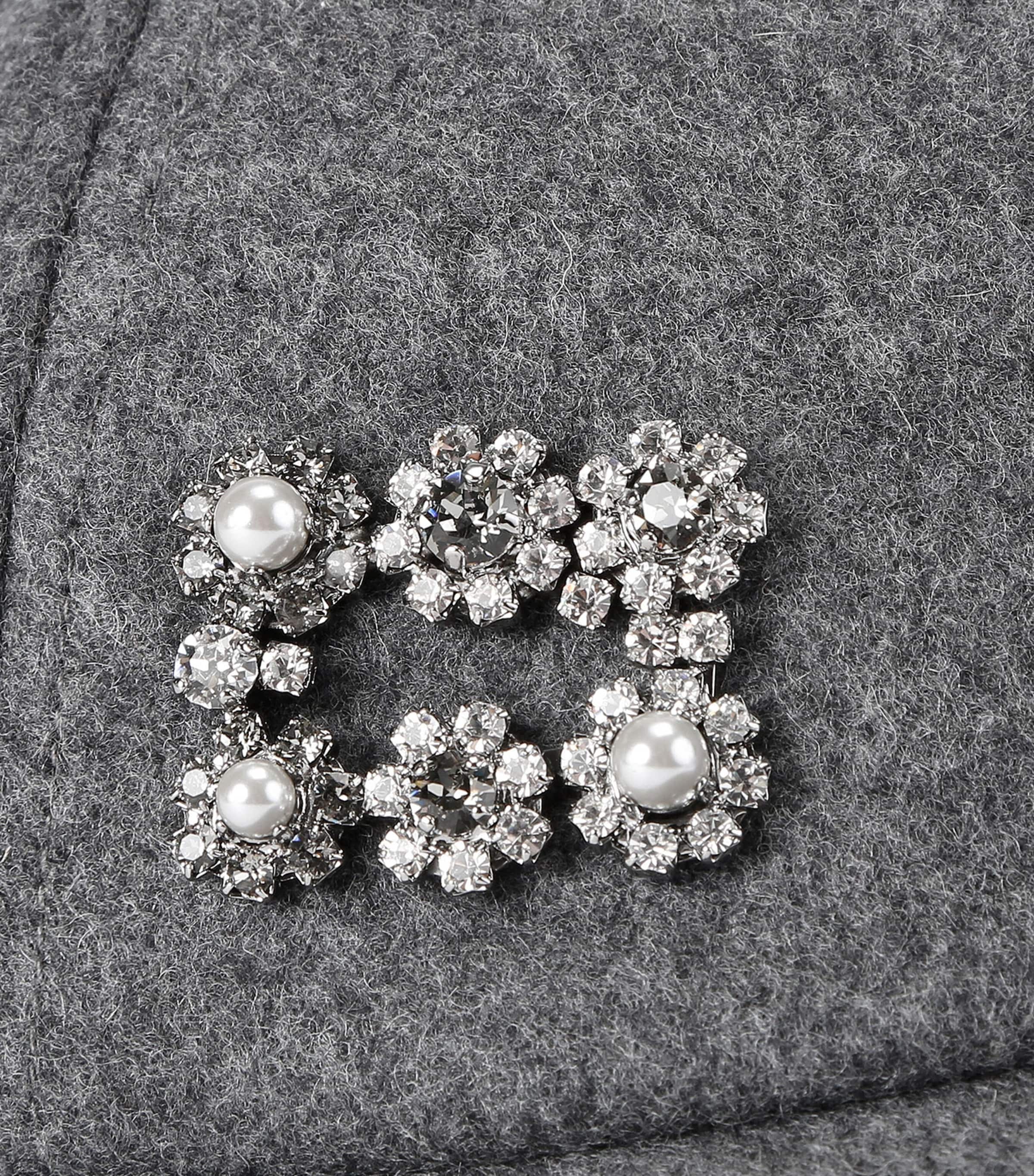 Roger Vivier Virgin Wool Broche Vivier Sailor Cap Grey Image 2