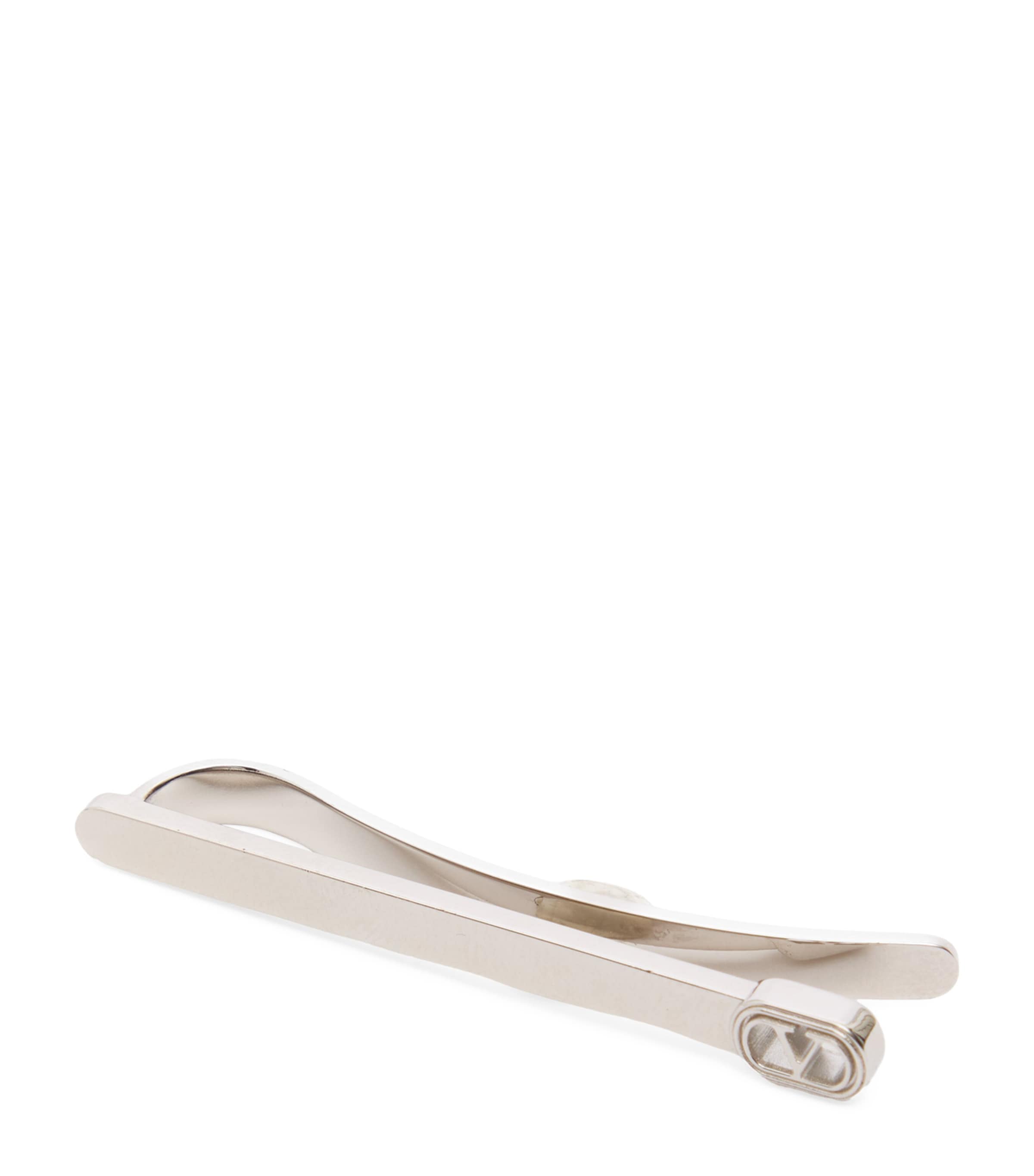 Valentino Ovalette Vlogo Tie Clip In White