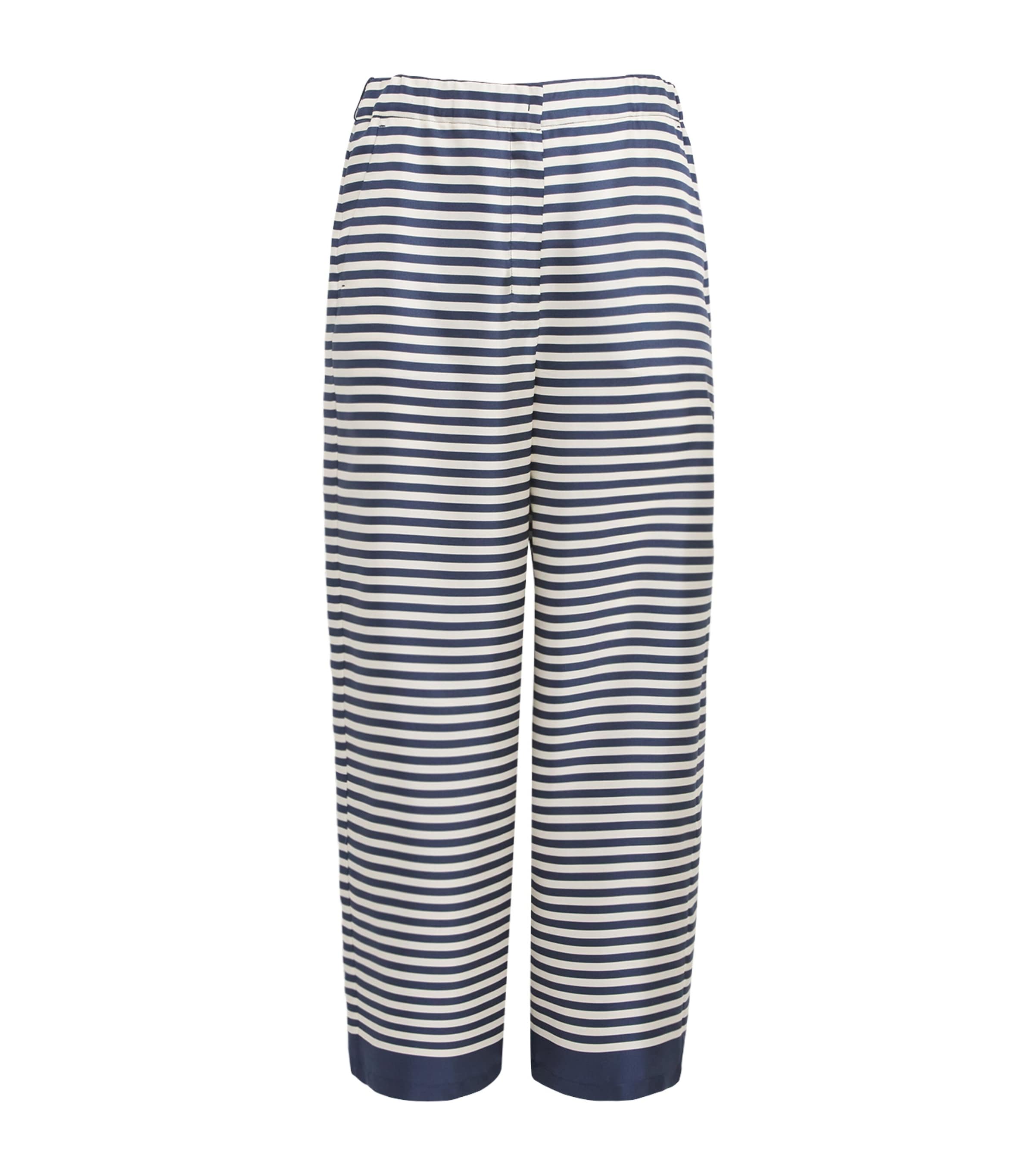 Max Mara Silk Striped Wide-leg Trousers In Beige