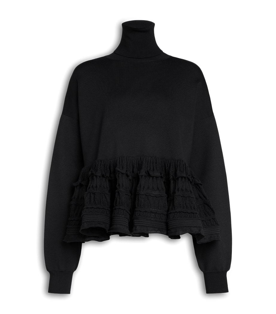 Wool-Blend Crinoline Peplum Sweater NOIR ALAIA Image 1
