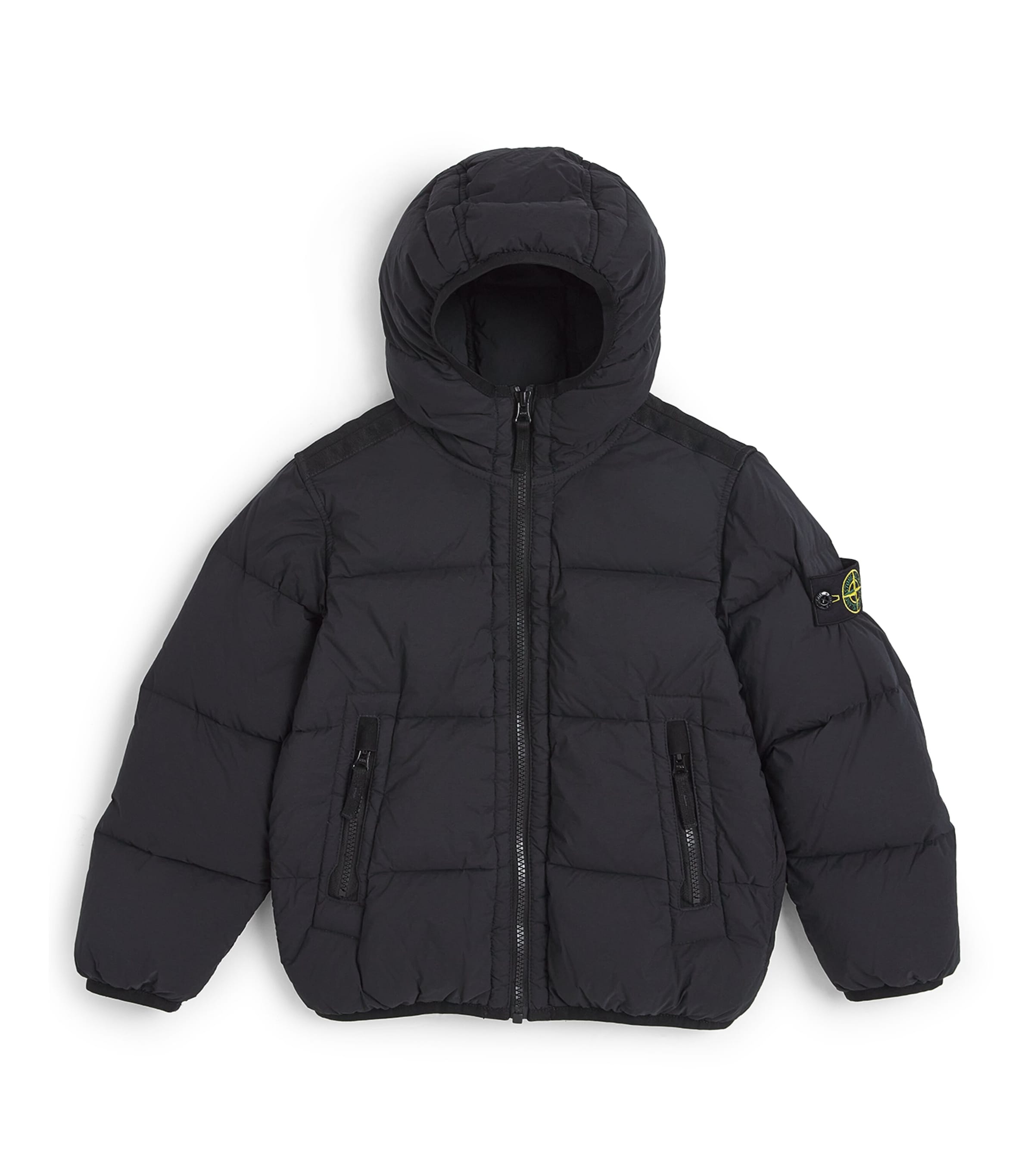 Stone Island Junior Kids' Down-filled Logo Puffer Jacket In Black